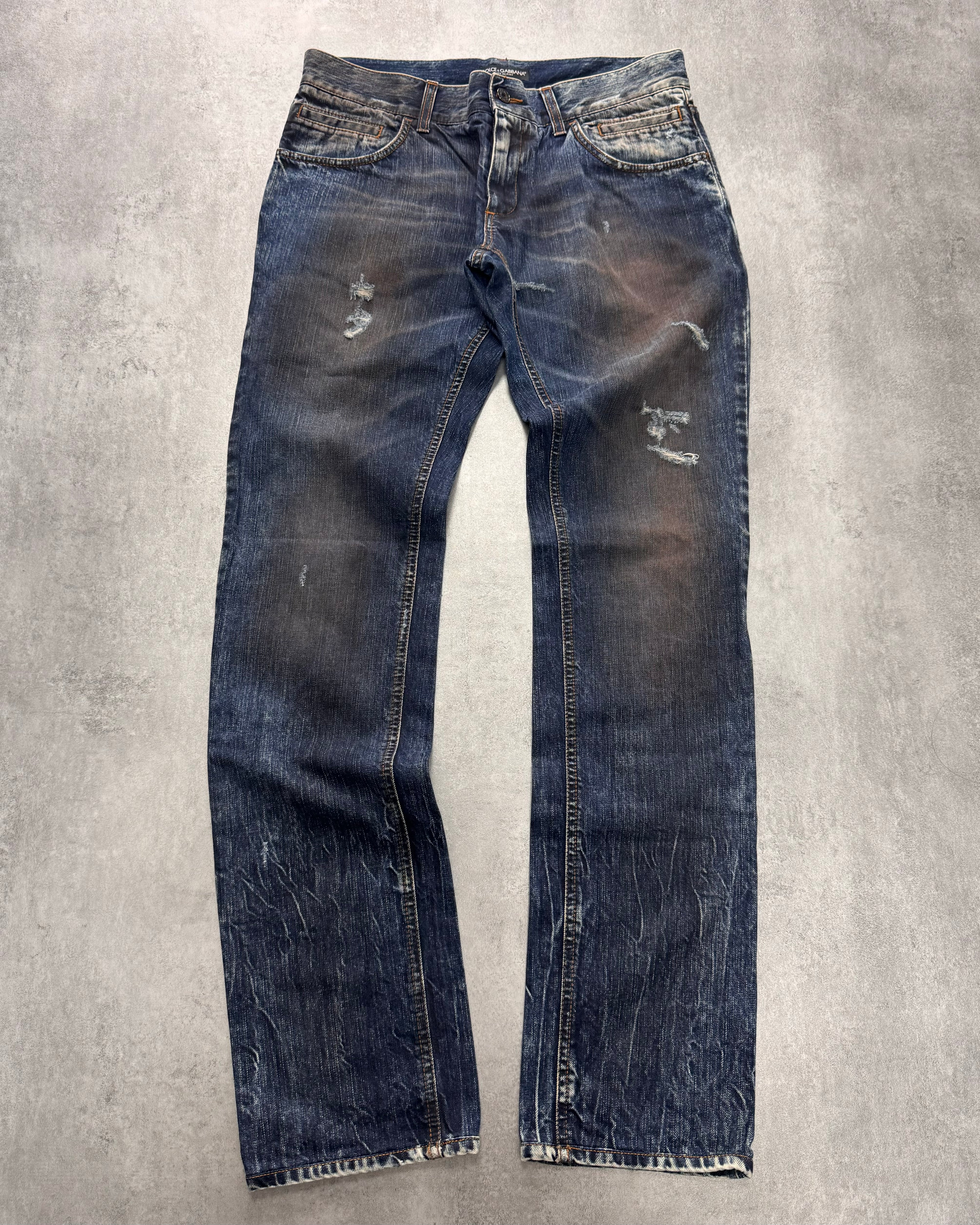 2000s Dolce & Gabbana Dirty Effect Denim Slim Jeans