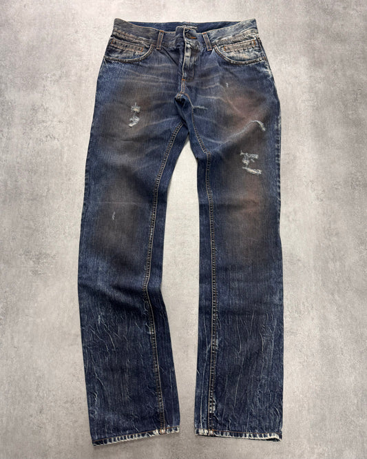 2000s Dolce & Gabbana Dirty Effect Denim Slim Jeans (S/M)