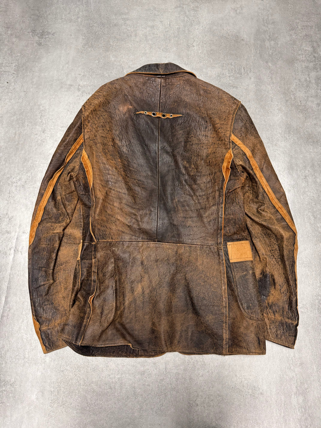 2000s Cavalli Raw Brown Leather Suit Jacket