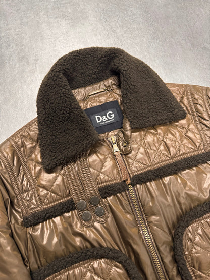 2000s Dolce & Gabbana Shearling Brown Mafia Jacket (M)