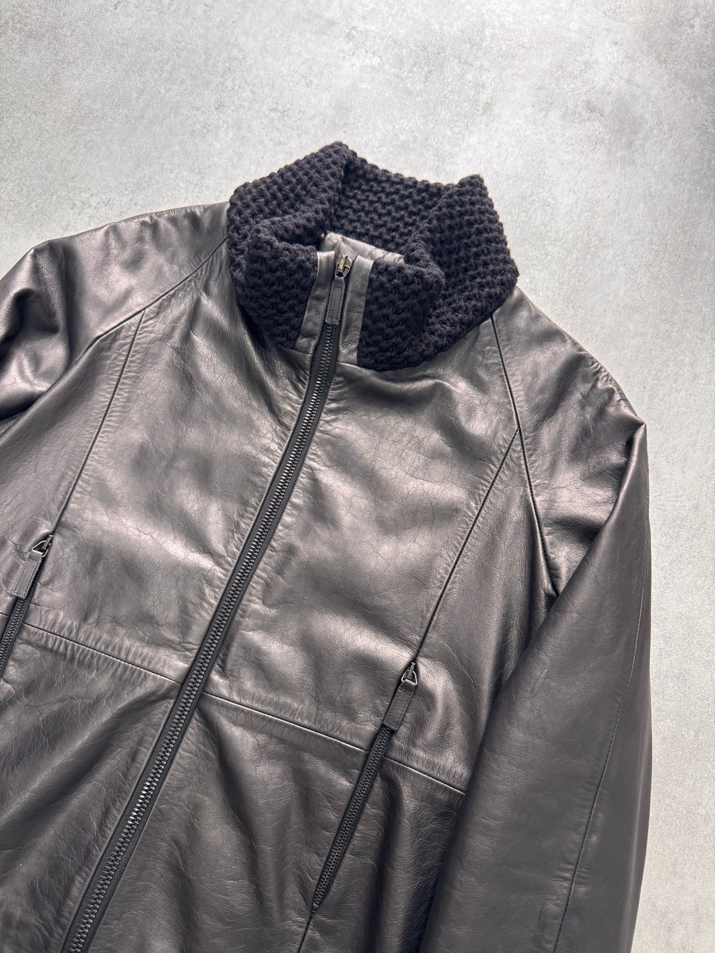 FW2012 Emporio Armani Pure Design Black Leather Jacket