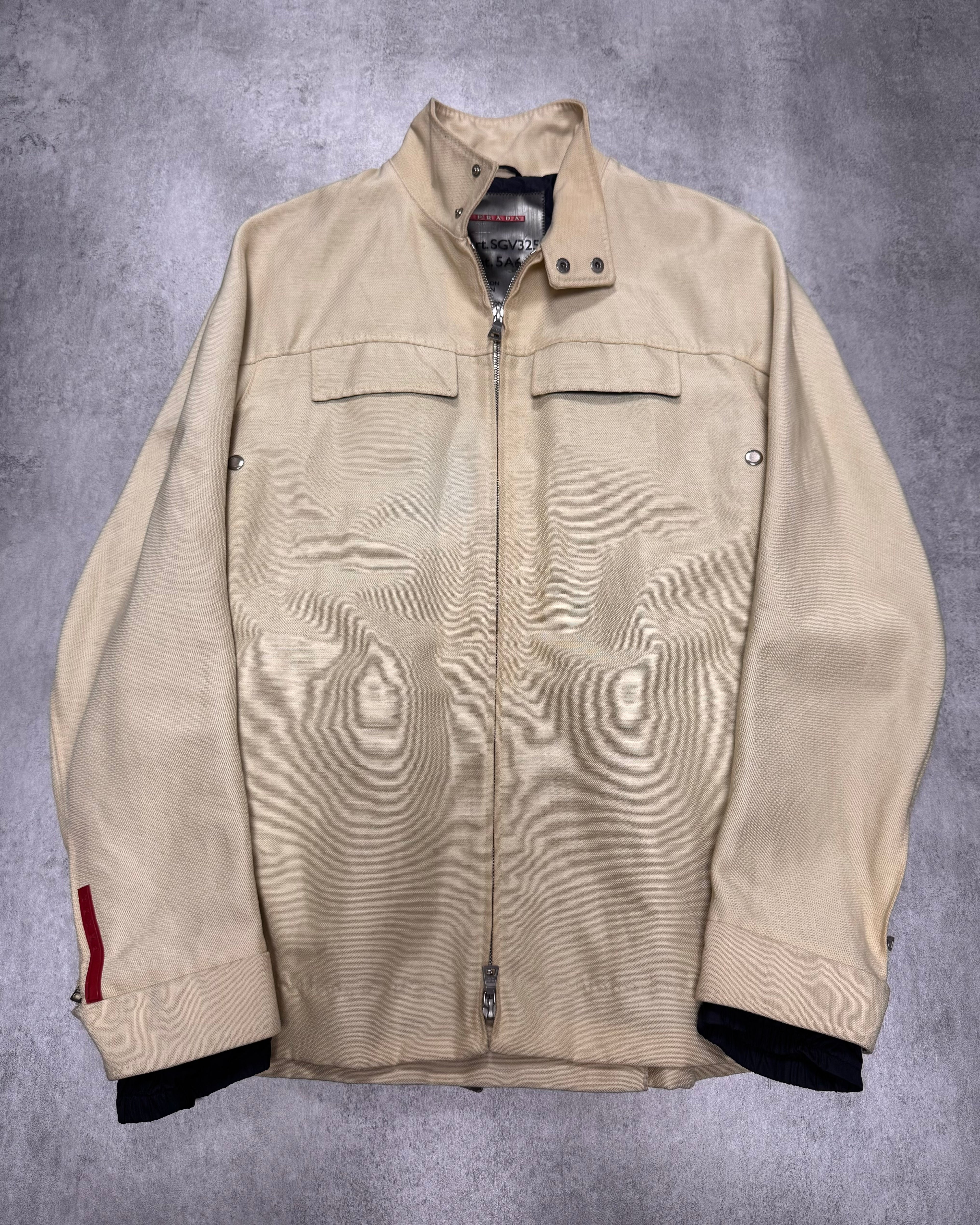 2000s Prada Beige Nylon Linen Jacket