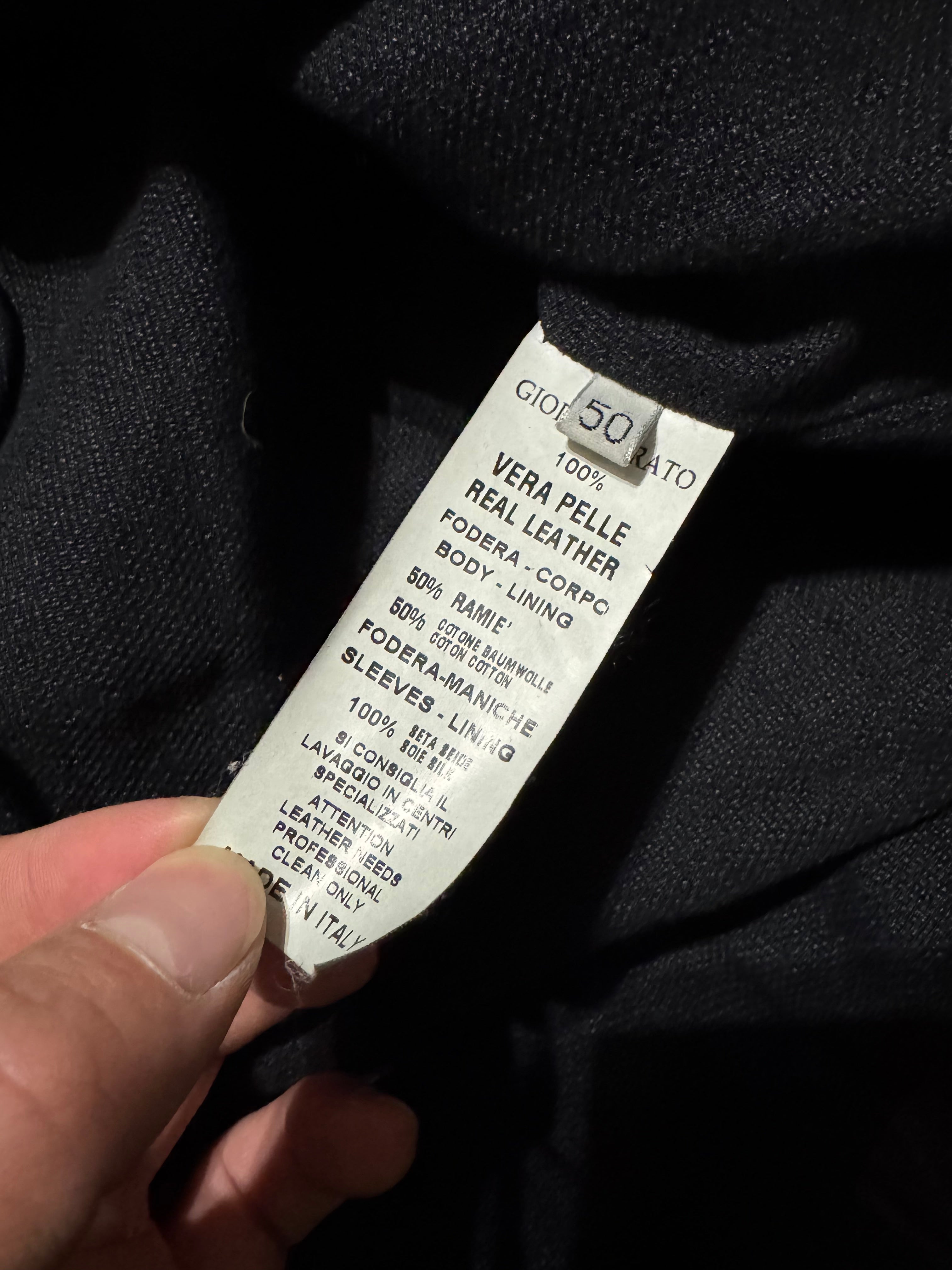 2010s Giorgio Brato Avant-Garde Black Leather Bomber Jacket