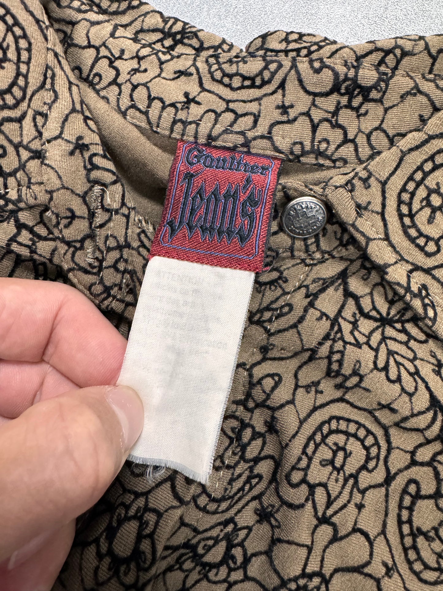 1990s Jean Paul Gaultier Glamour Velvet Khaki Shirt (XS)