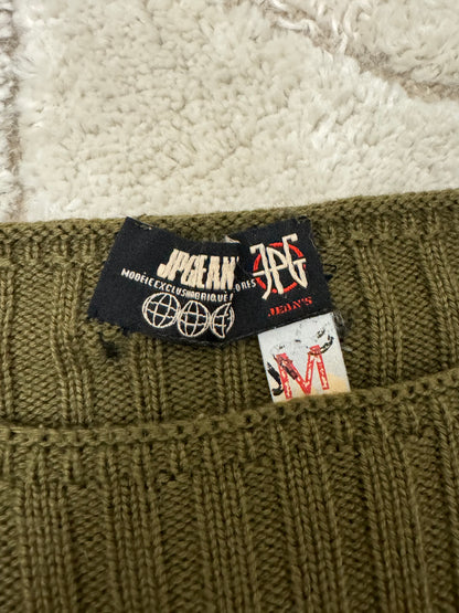 1990s Jean Paul Gaultier Skull Olive Sweater (S)