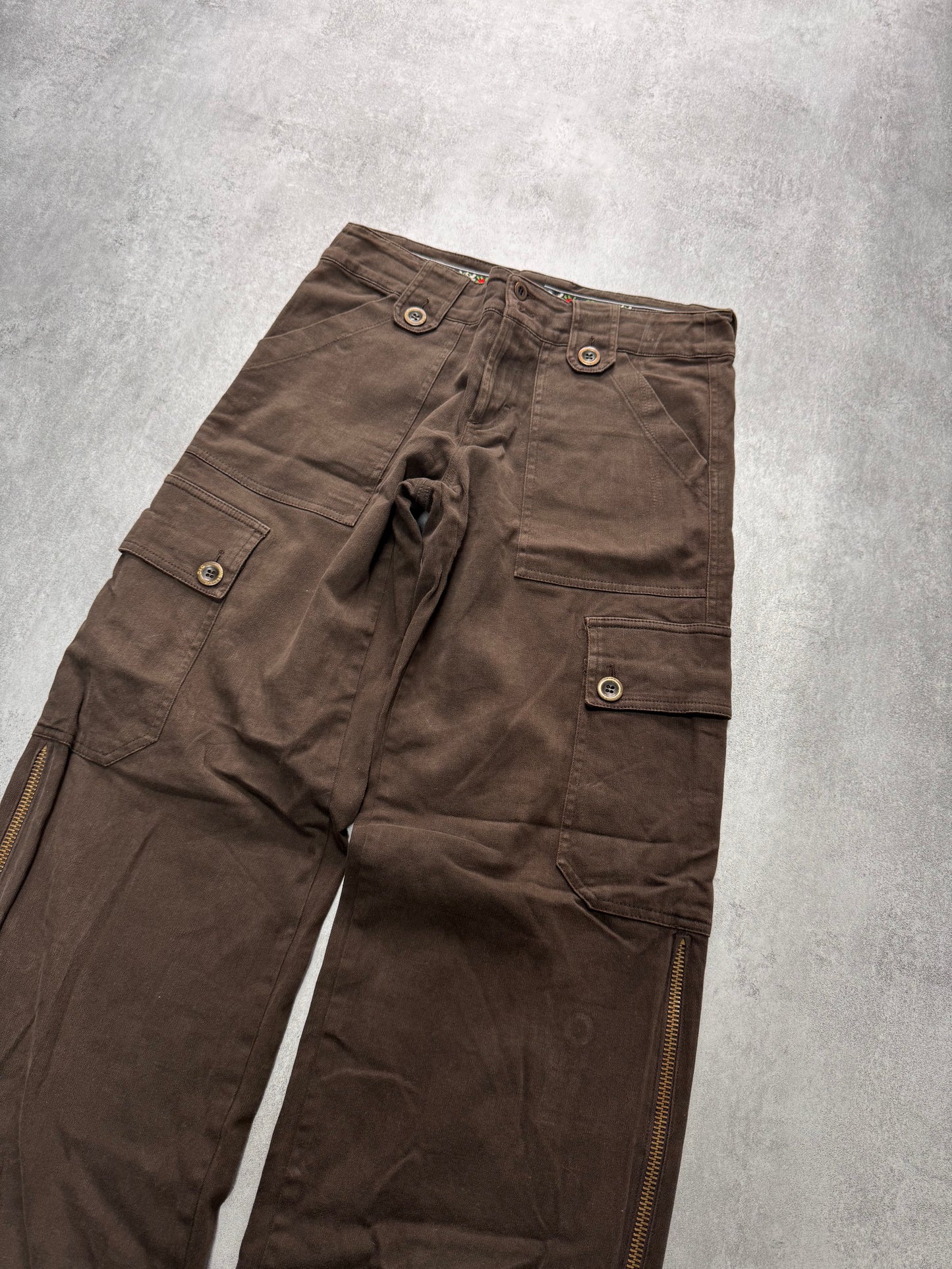 2000s Dolce & Gabbana Cargo Long Zips Brown Pants (XS/S)