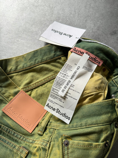 AW2021 Acne Studios Acid Green Washed Straight Relaxed Pants (M) - 5