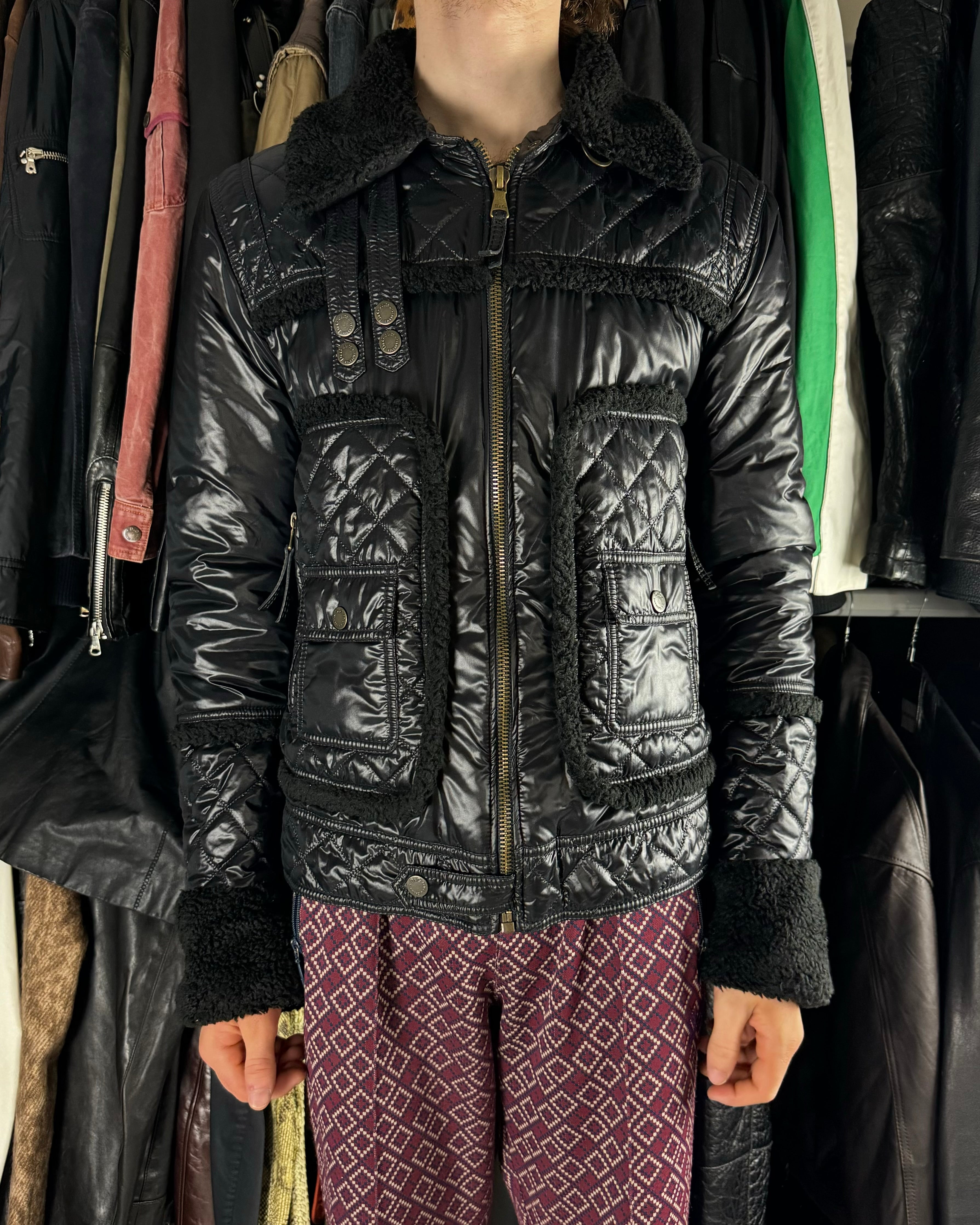 2000s Dolce & Gabbana Shearling Black Mafia Jacket (M)