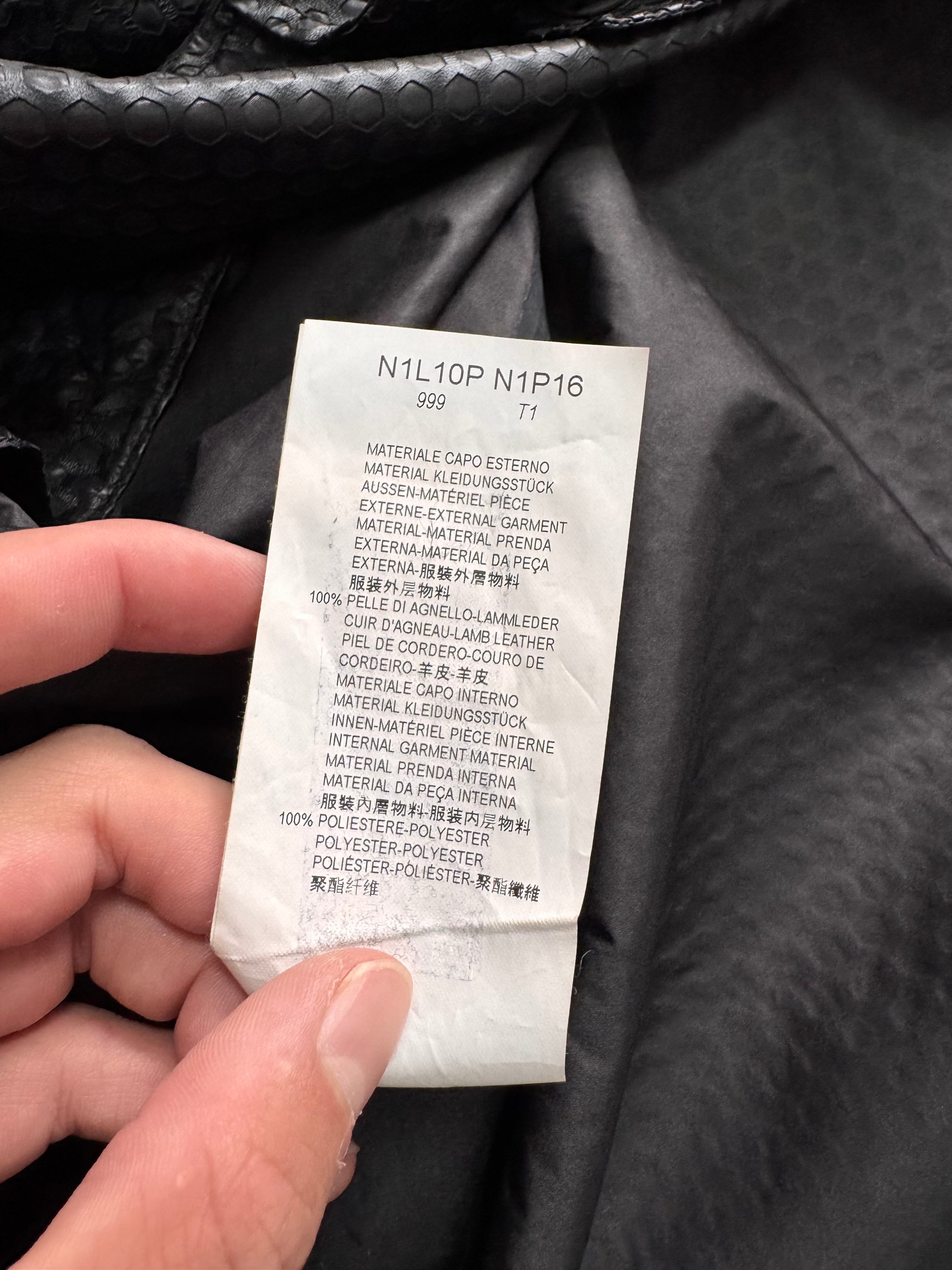 FW2013 Emporio Armani Honeycomb Black Leather Trench Coat