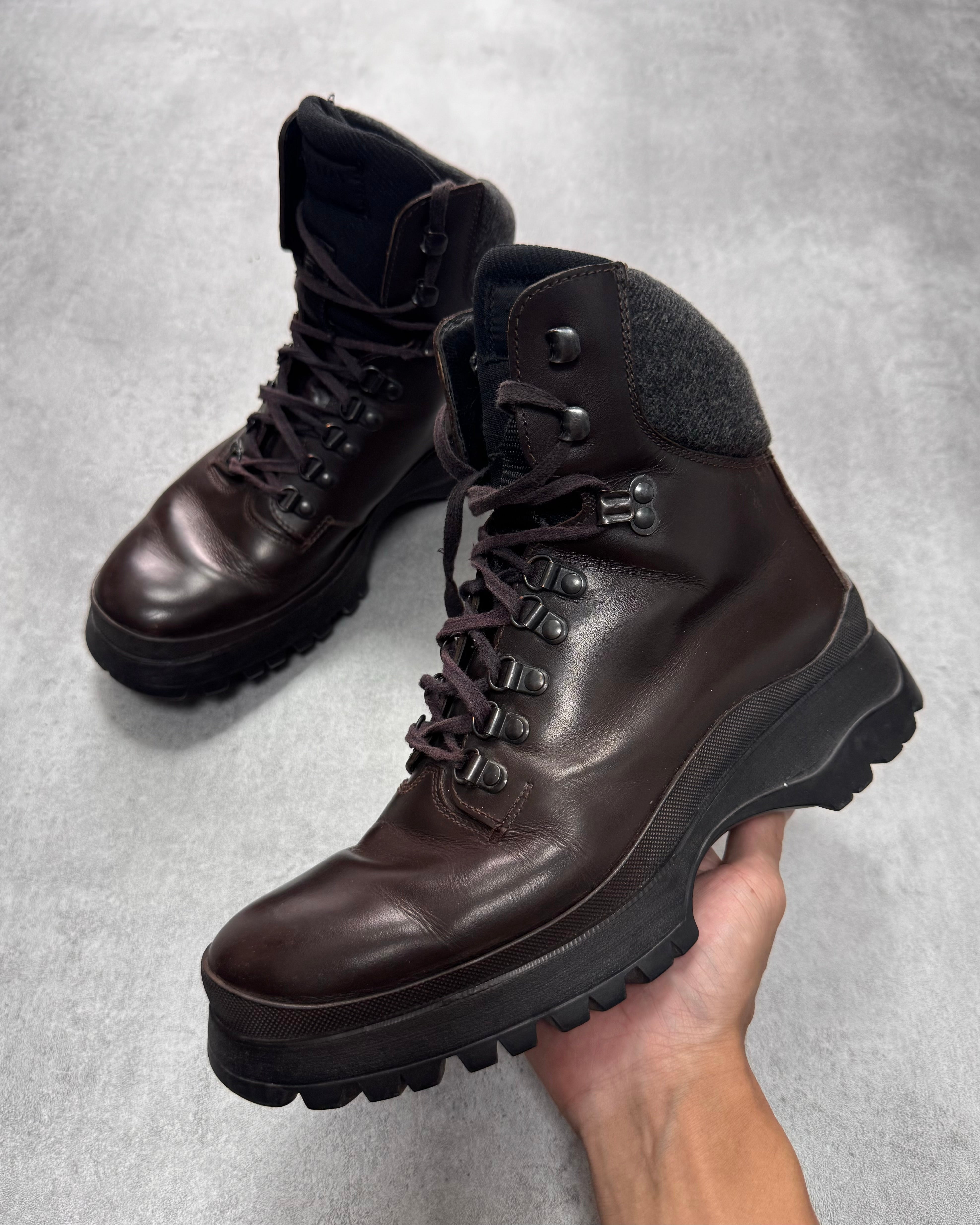 FW1999 Prada Brown Leather Hiking Boots – Dolce Vita Hub