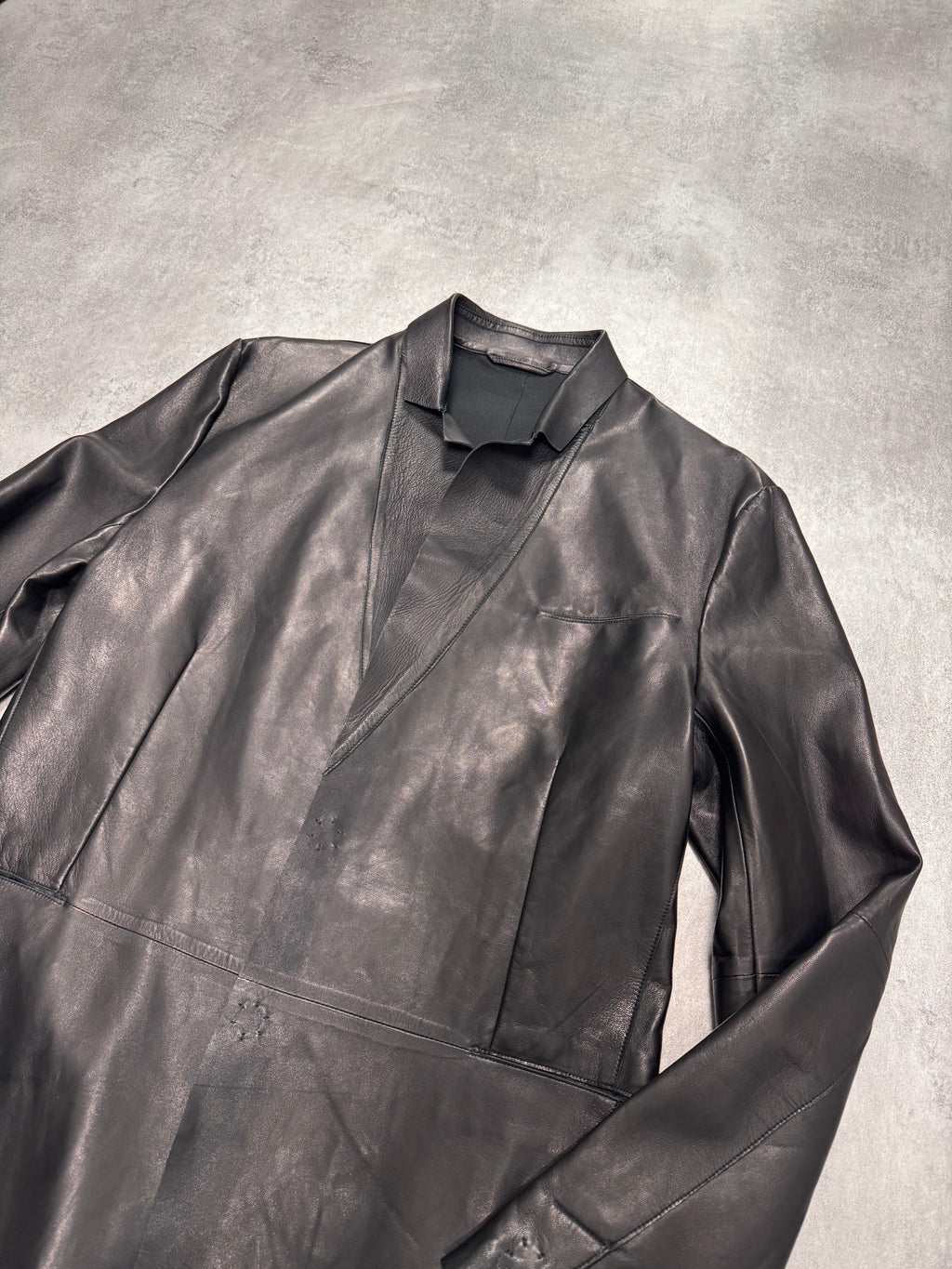 FW2012 Emporio Armani Sexy Black Leather Suit Jacket