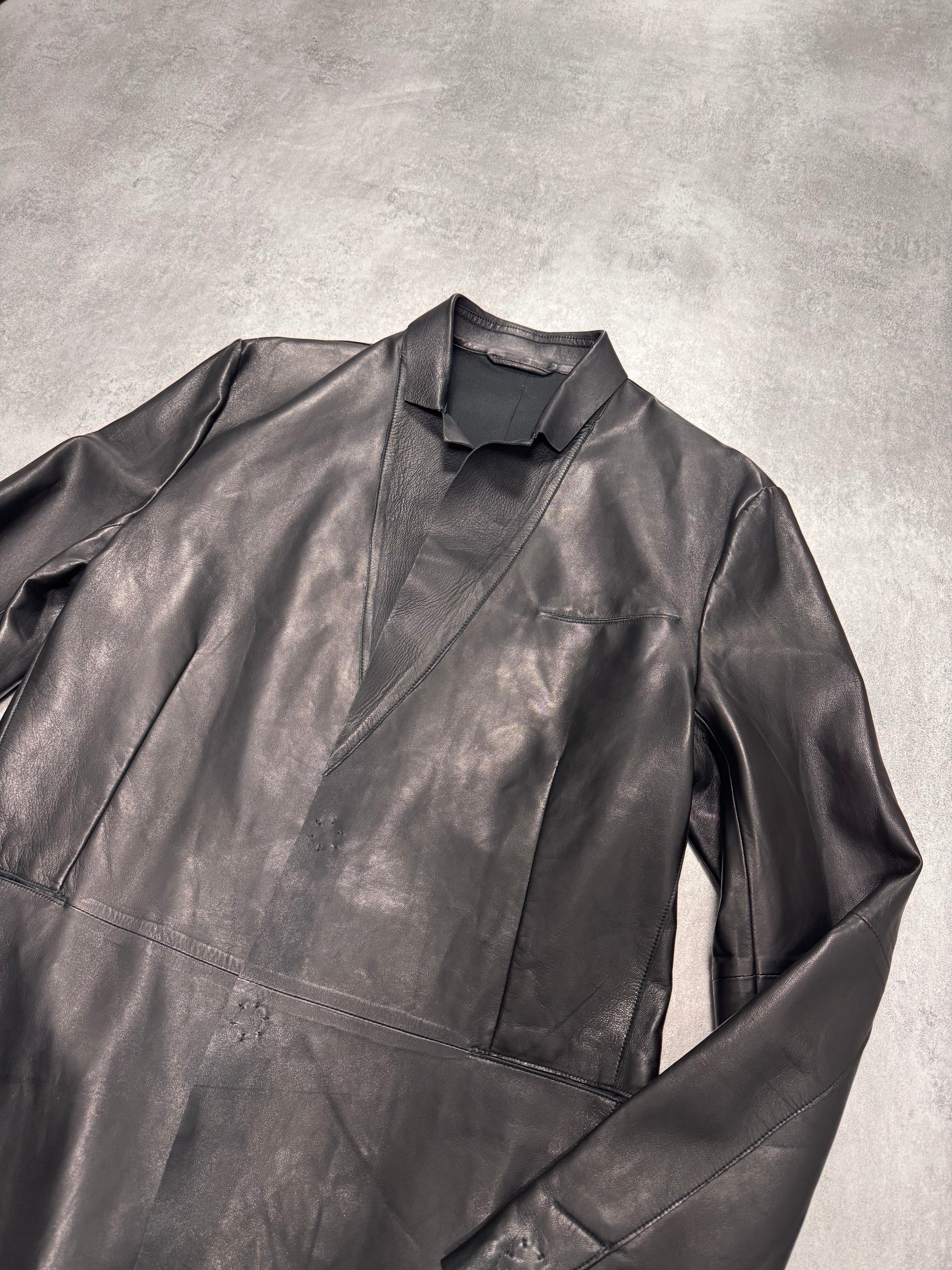 FW2012 Emporio Armani Sexy Black Leather Suit Jacket