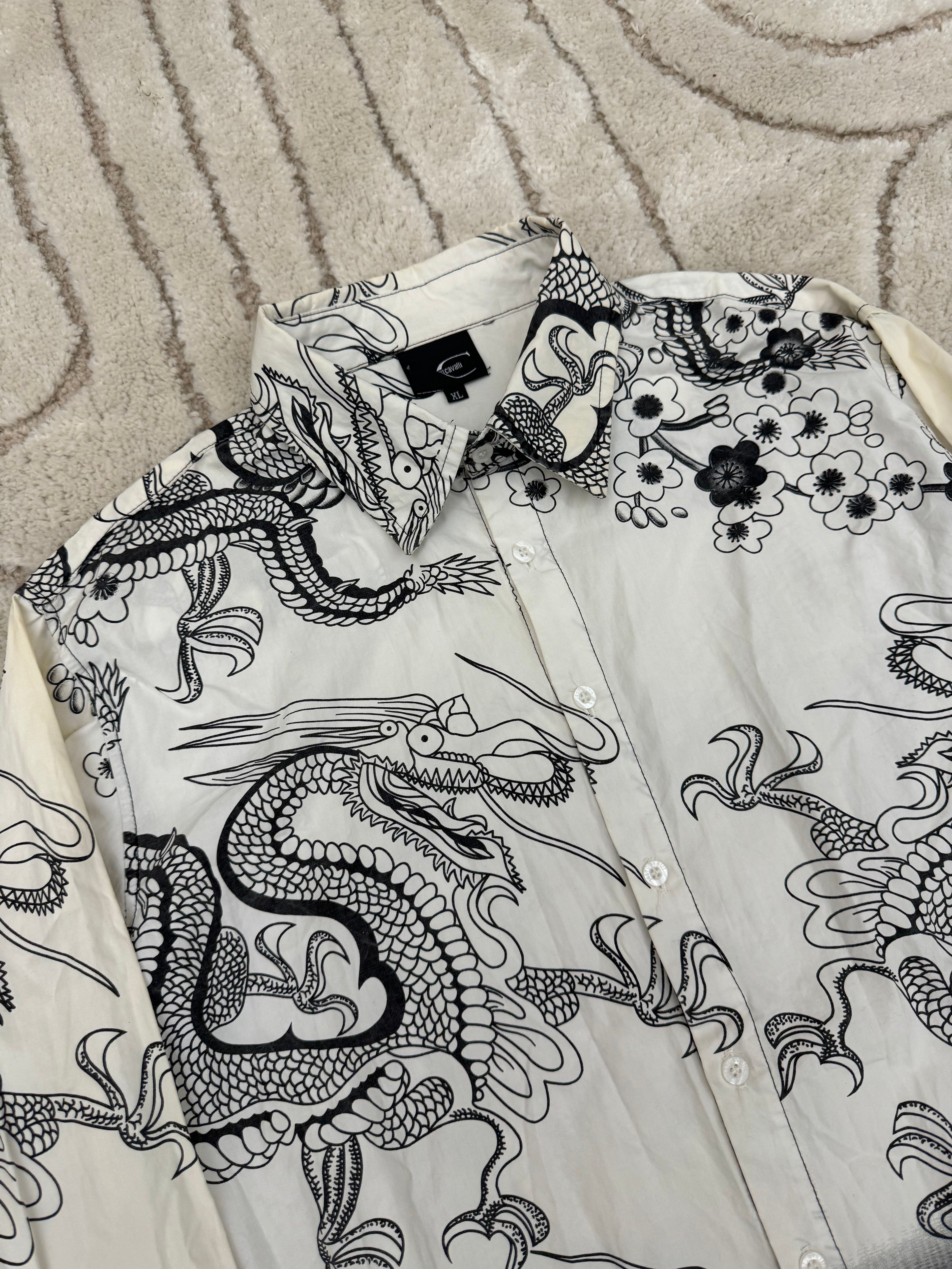 2000s Mystic Cavalli Asian Dragon Shirt