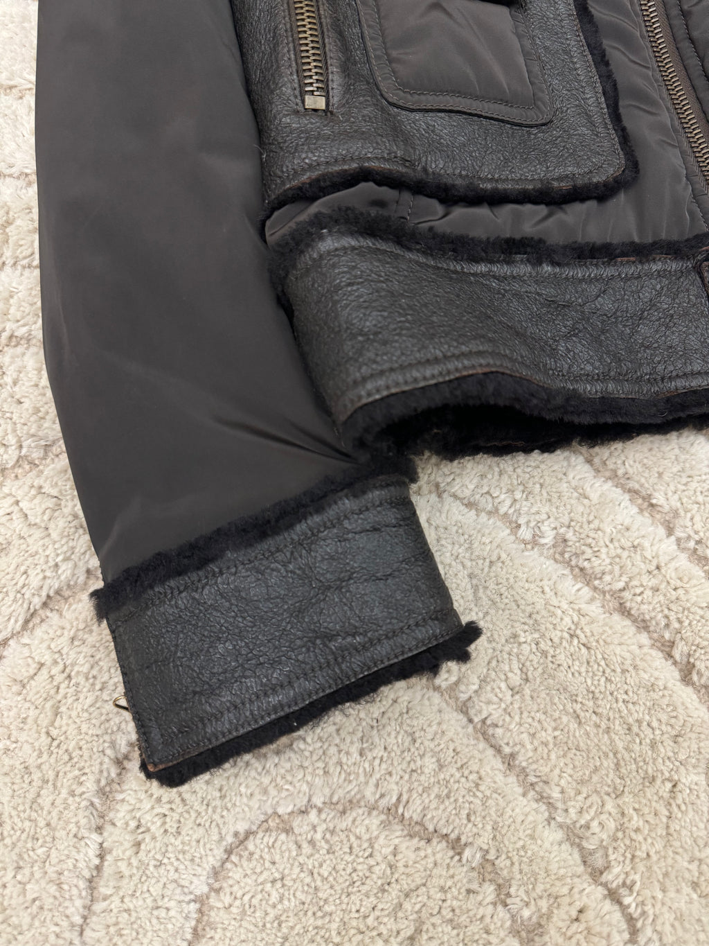 Dolce & Gabbana Shearling Hybrid Bomber Jacket (S)