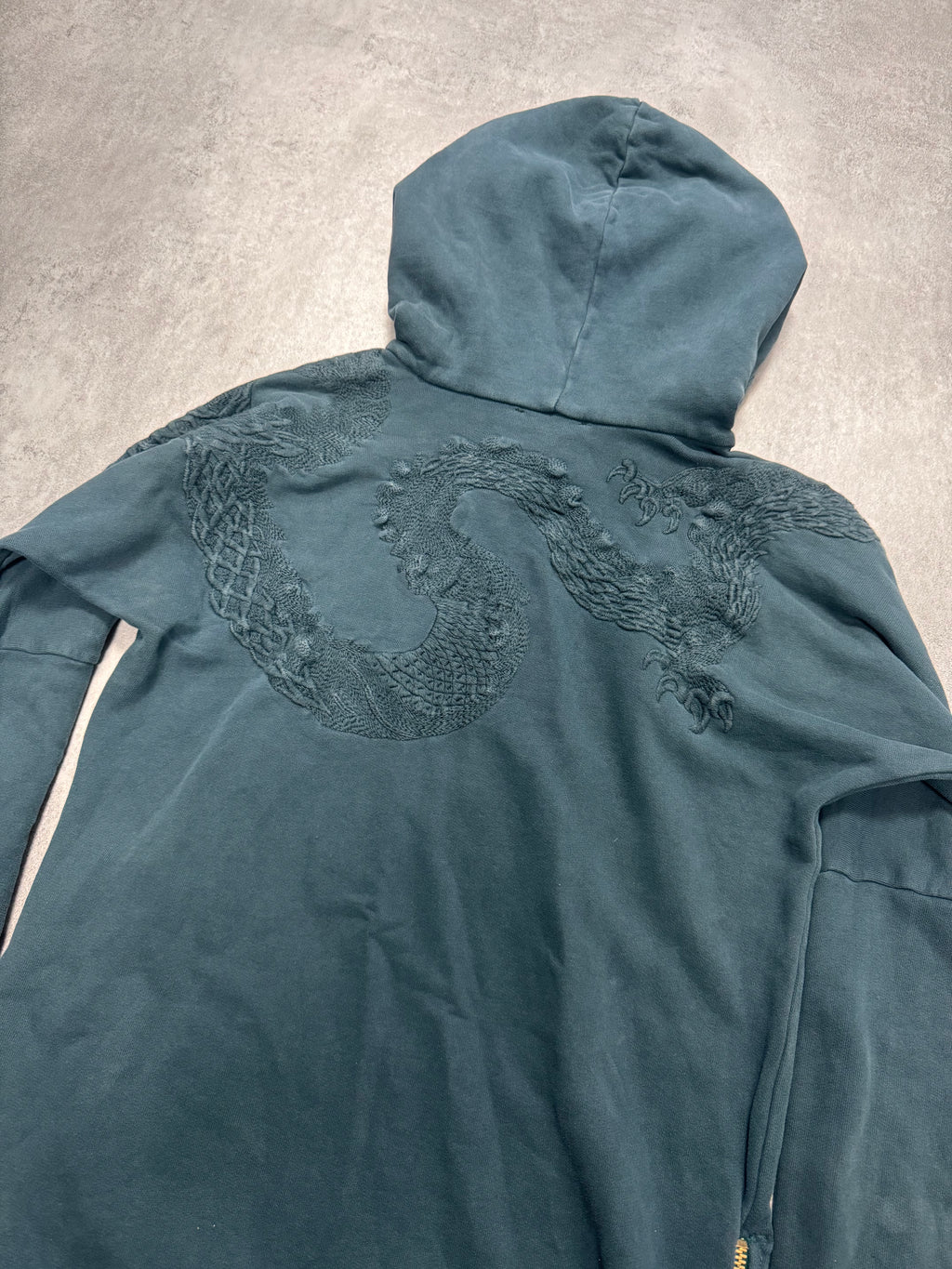 2000s Balmain Embroided Asian Dragon Long Hoodie