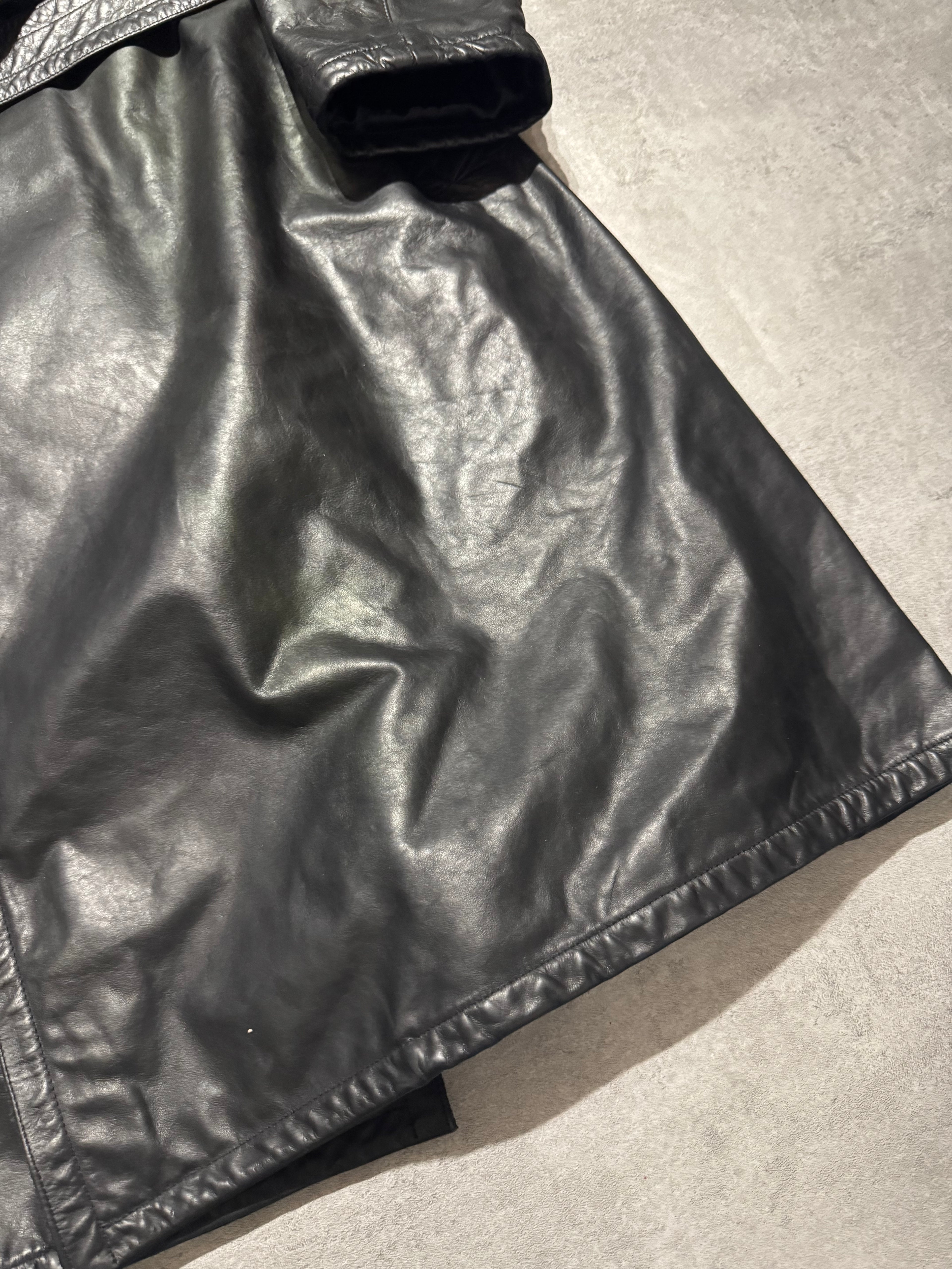 1990s Giorgio Armani Black Leather Jacket (M)