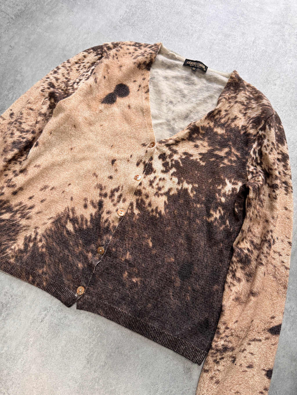 FW1999 Roberto Cavalli Cow Tornado Wool Cardigan Sweater