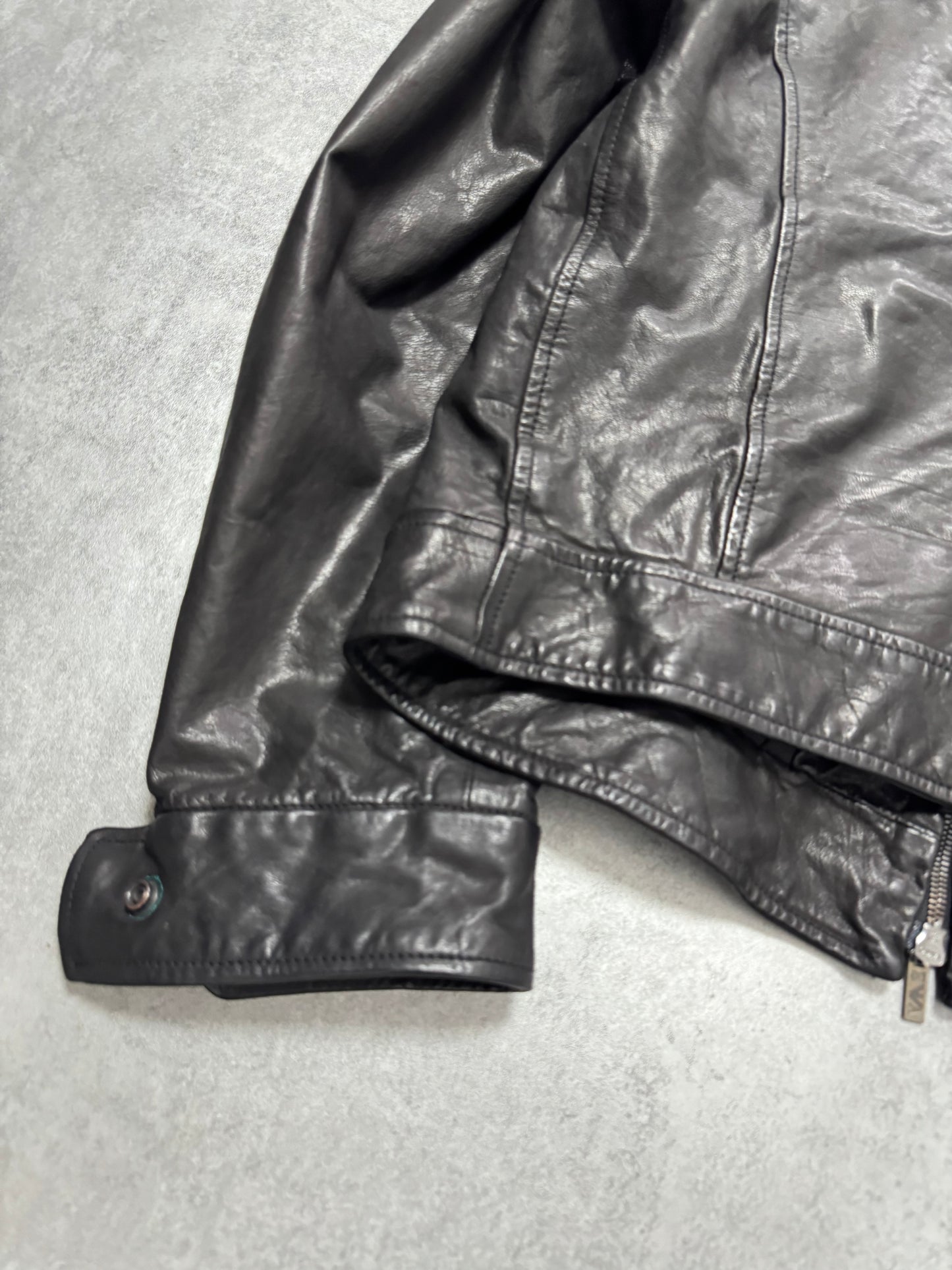 AW2007 Emporio Armani Agent Black Leather Jacket (M)