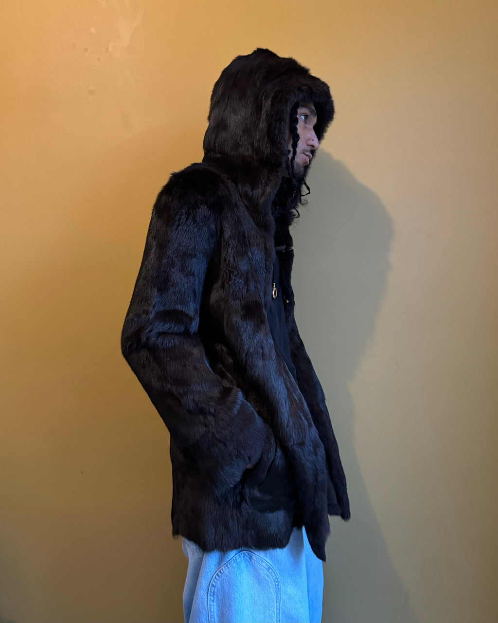 2000s Armani Reversible 2 in 1 Avant-Garde Brown Rustic Fur Jacket