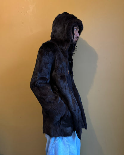 2000s Armani Reversible 2 in 1 Avant-Garde Brown Rustic Fur Jacket (XS/S)