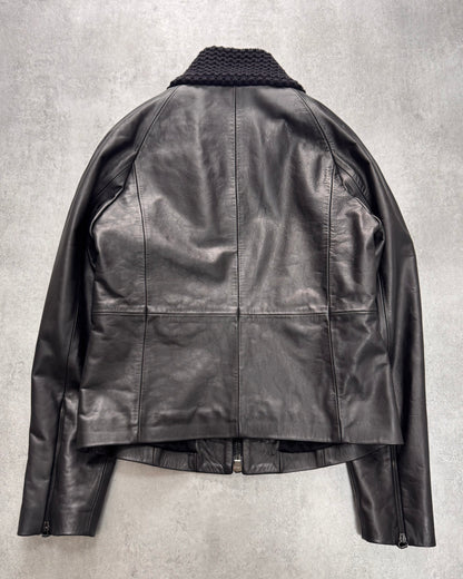 FW2012 Emporio Armani Pure Design Black Leather Jacket (M)