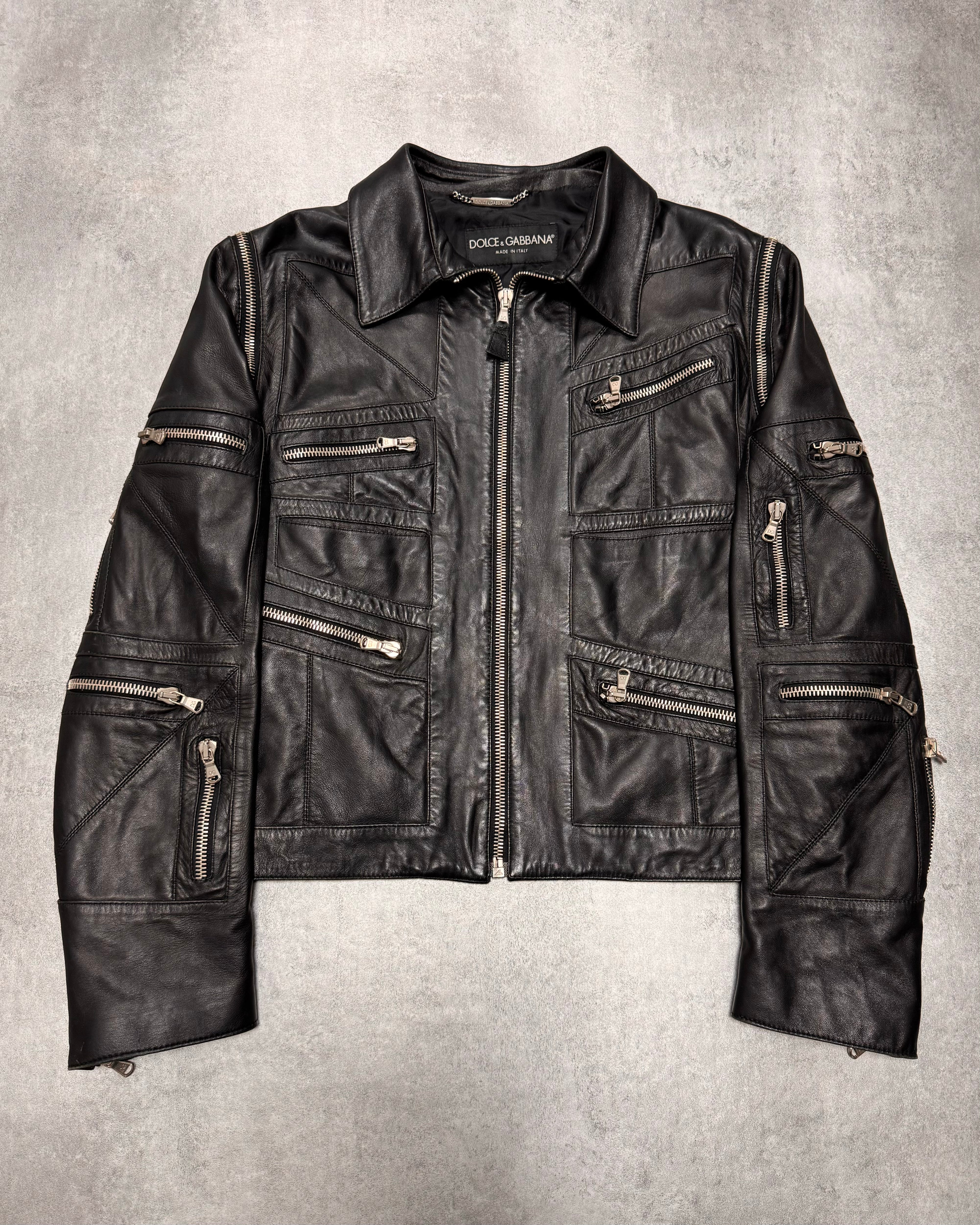 SS2002 ドルチェ＆ガッバーナ マルチジップ クロップド レザー