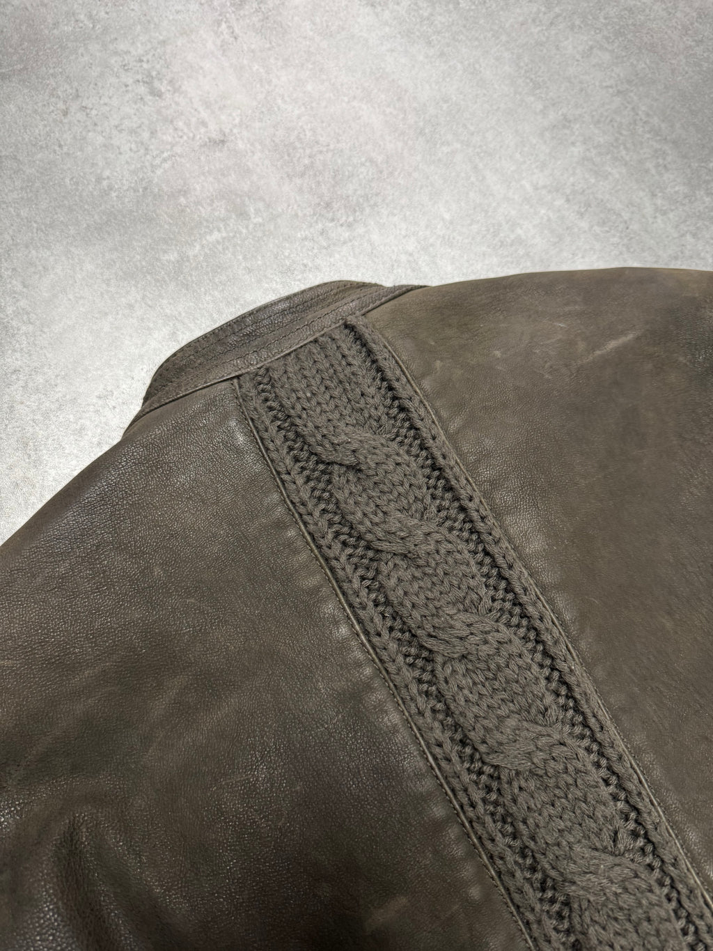 AW2009 Emporio Armani Brown Leather Wool Embelishments Jacket