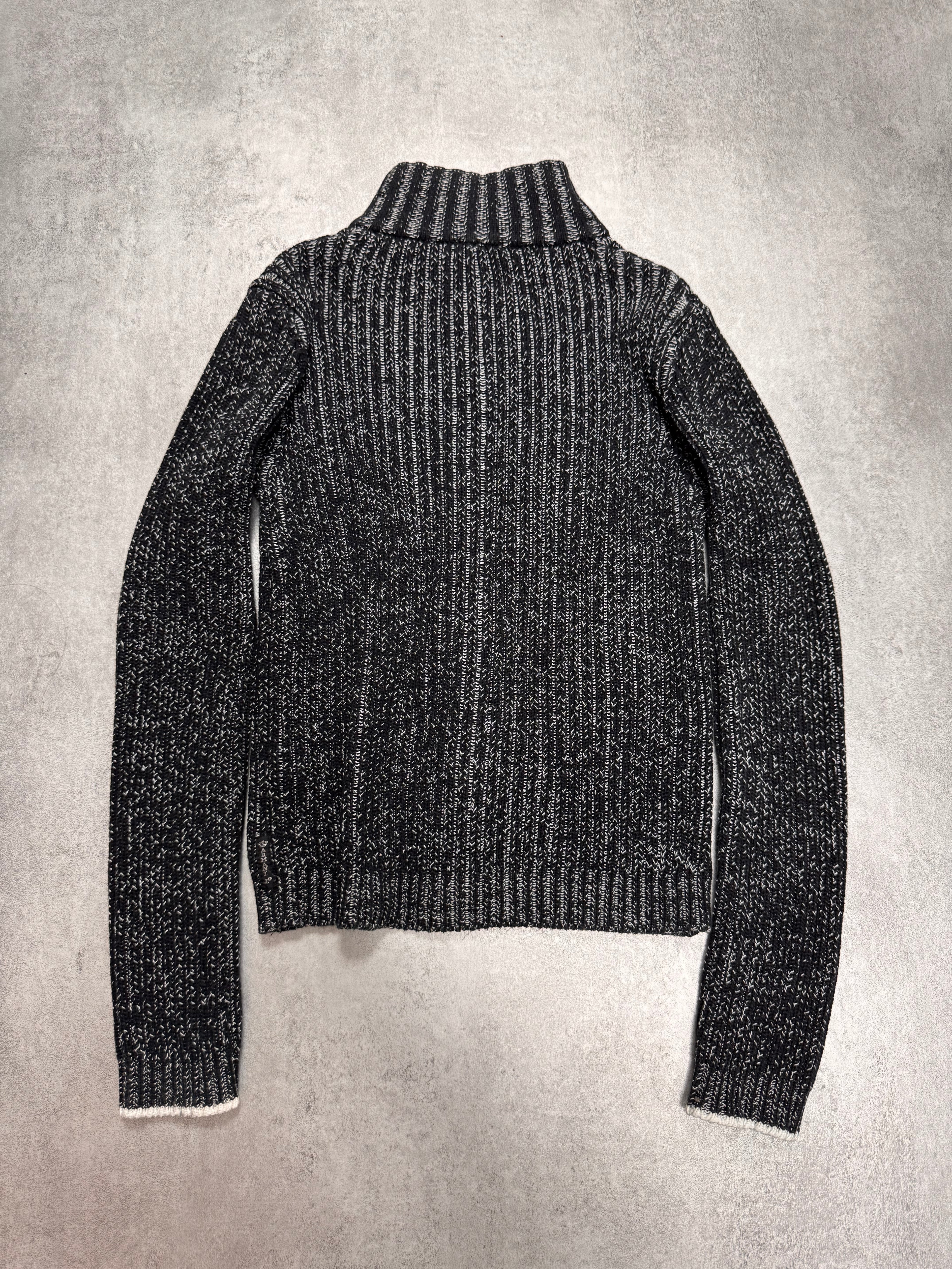 2000s Armani Blue Knitted Buttoned Sweater