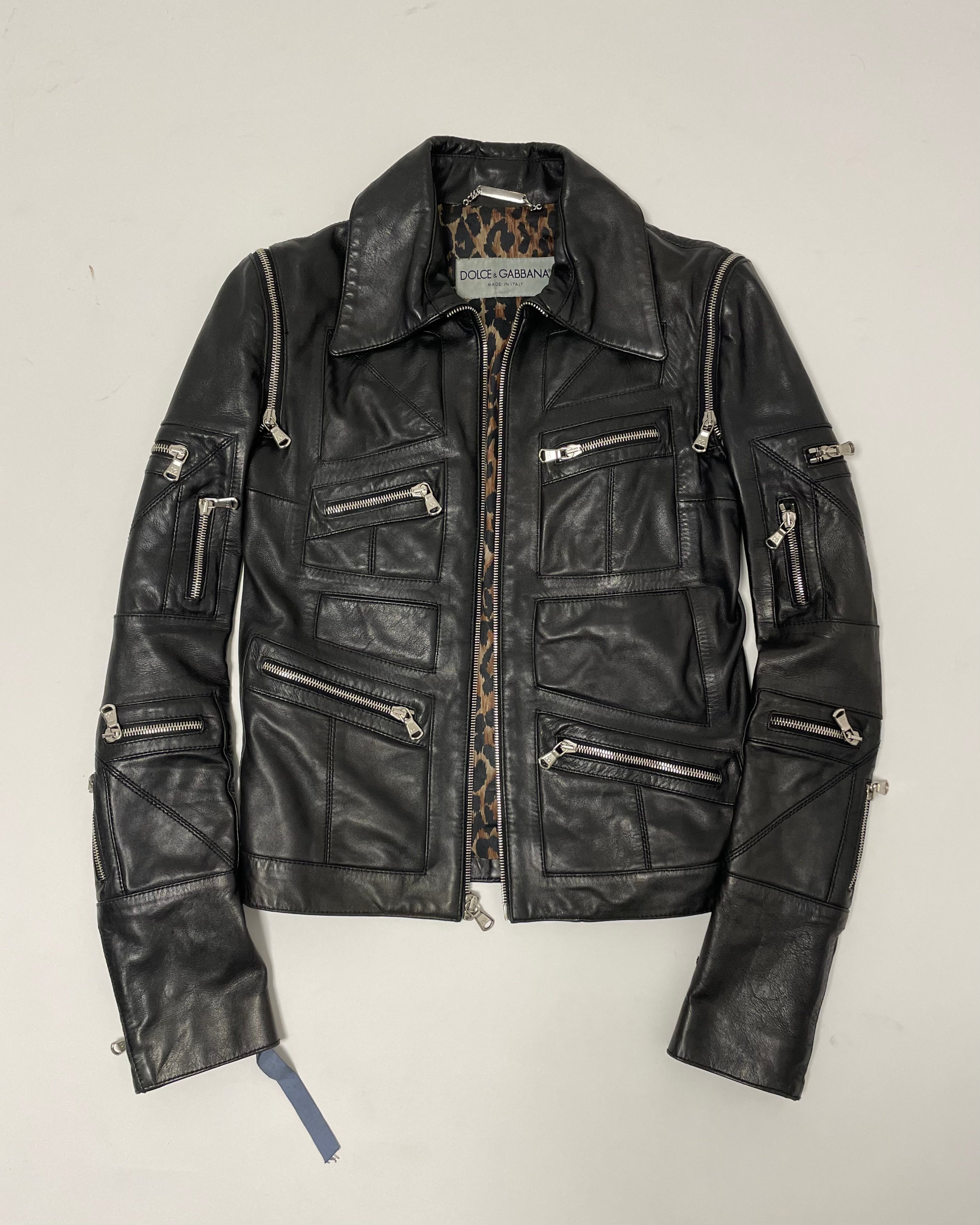 00s Dolce & Gabbana Multi Zips Leather Jacket With