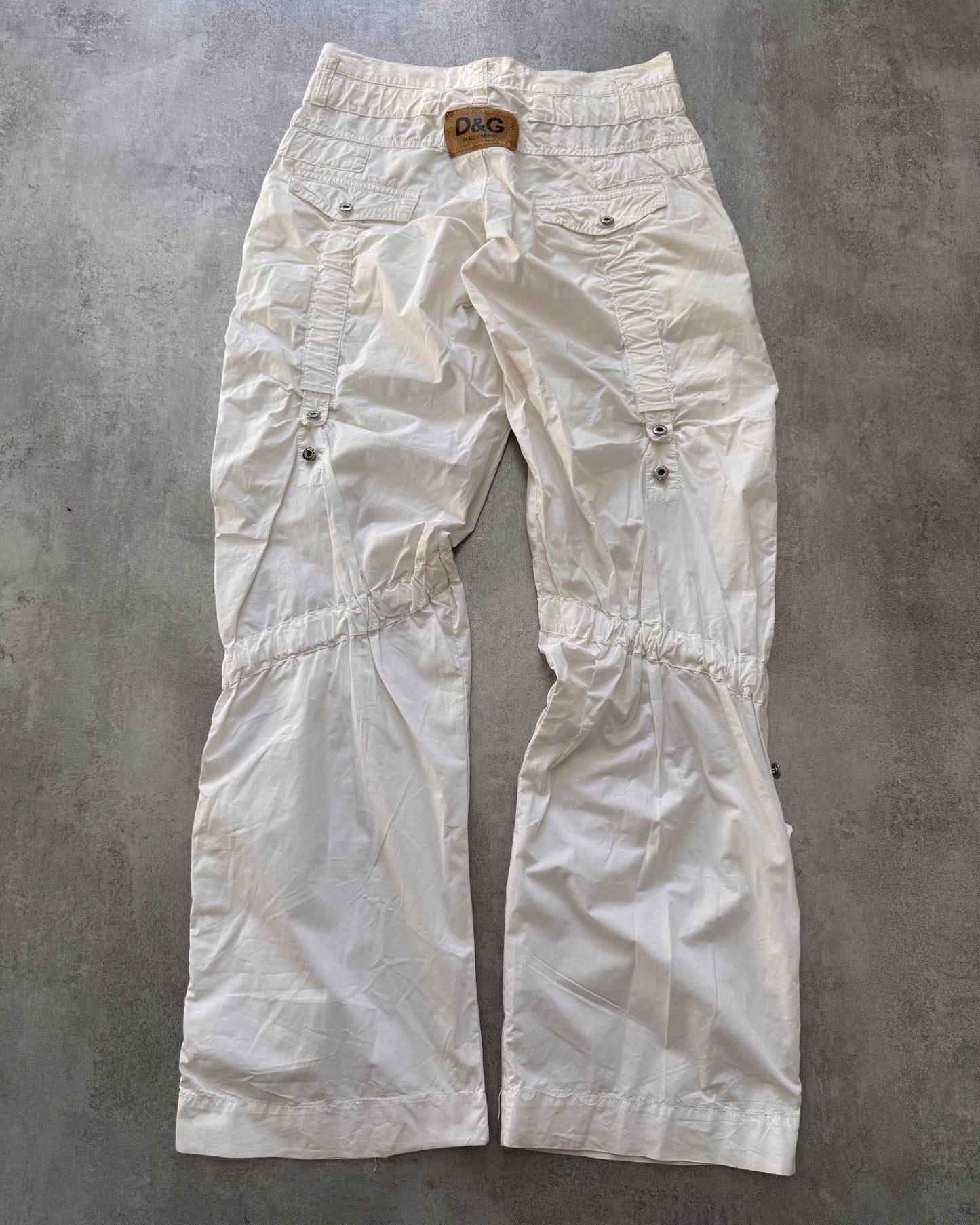 SS2004 Dolce & Gabbana Soft White Cargo Flared Pants (S)