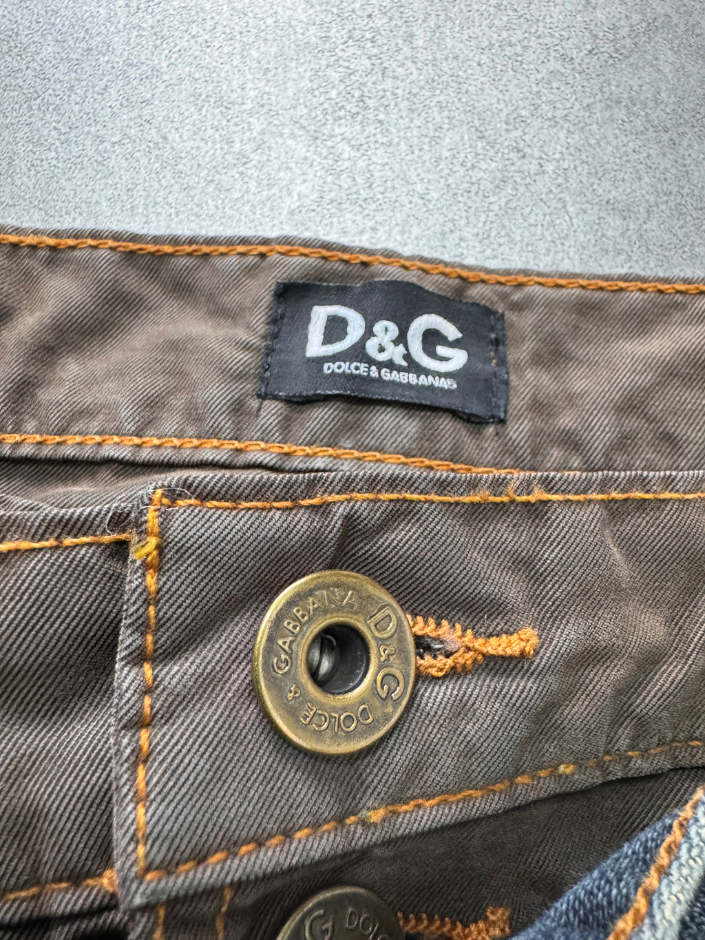 AW2003 Dolce & Gabbana Double-Waisted Sun Faded Denim Cargo Jeans