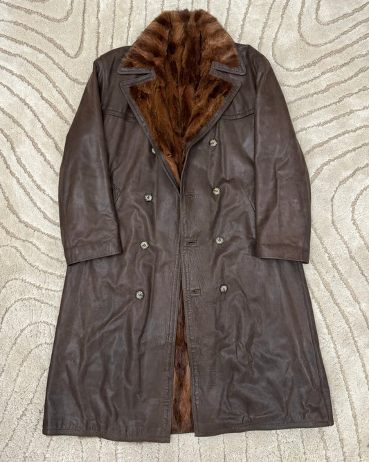 1990s Dolce & Gabbana Leather Trench with Rabbit Fur Lining (M/L)