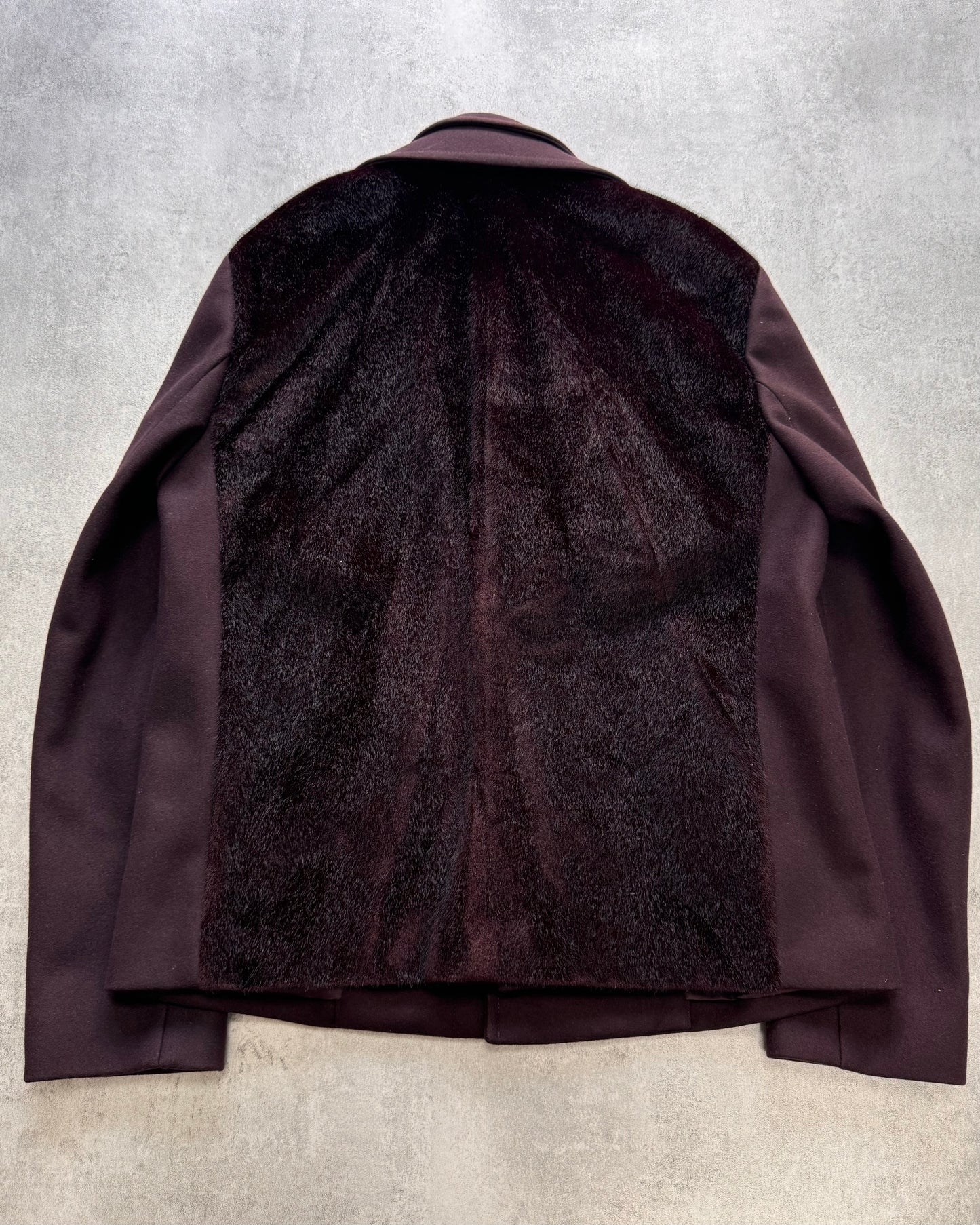 FW2014 Emporio Armani Faux Fur Burgundy Jacket (M)