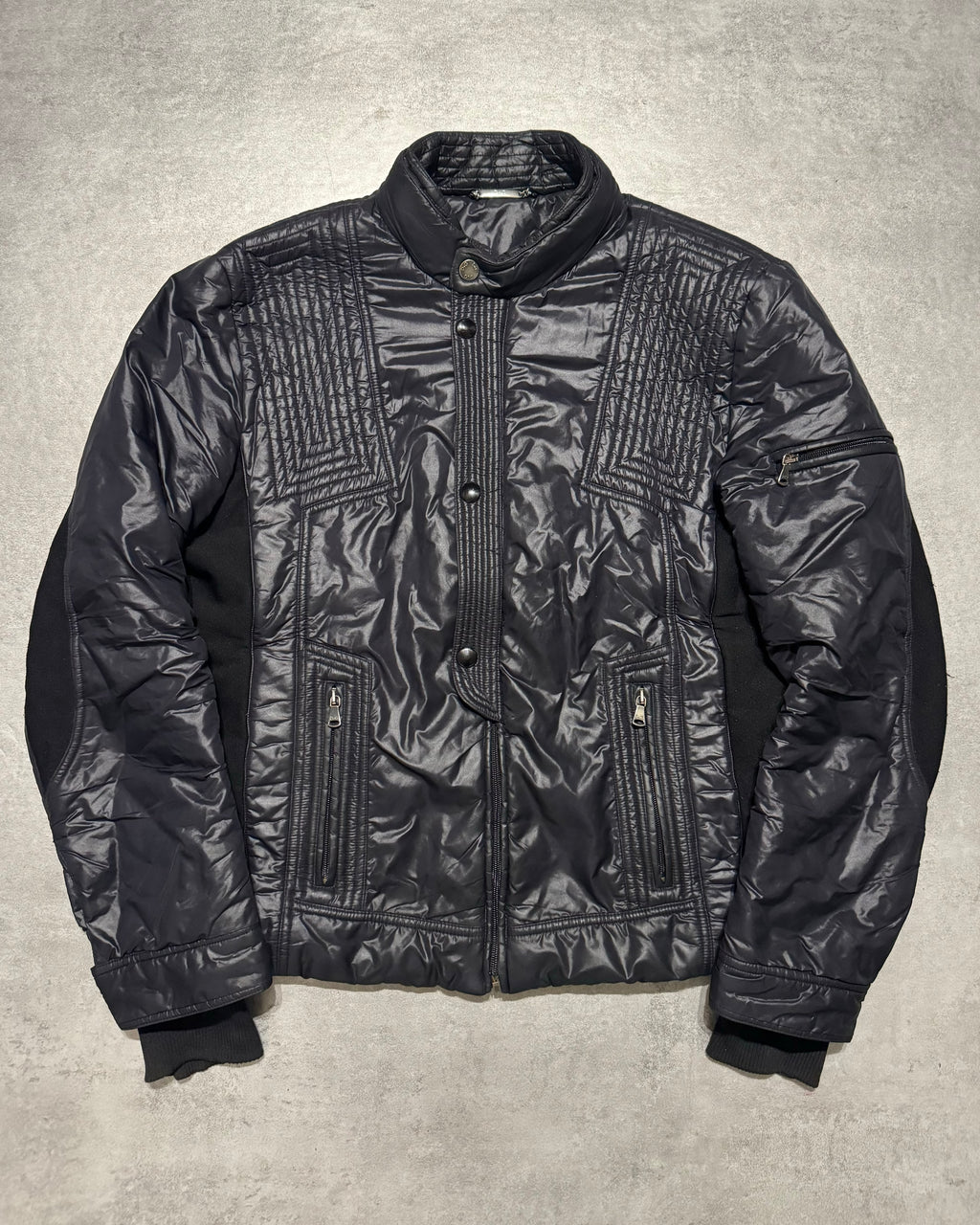2000s Dolce & Gabbana Navy Puffer Biker Boosted Jacket (L) - 1