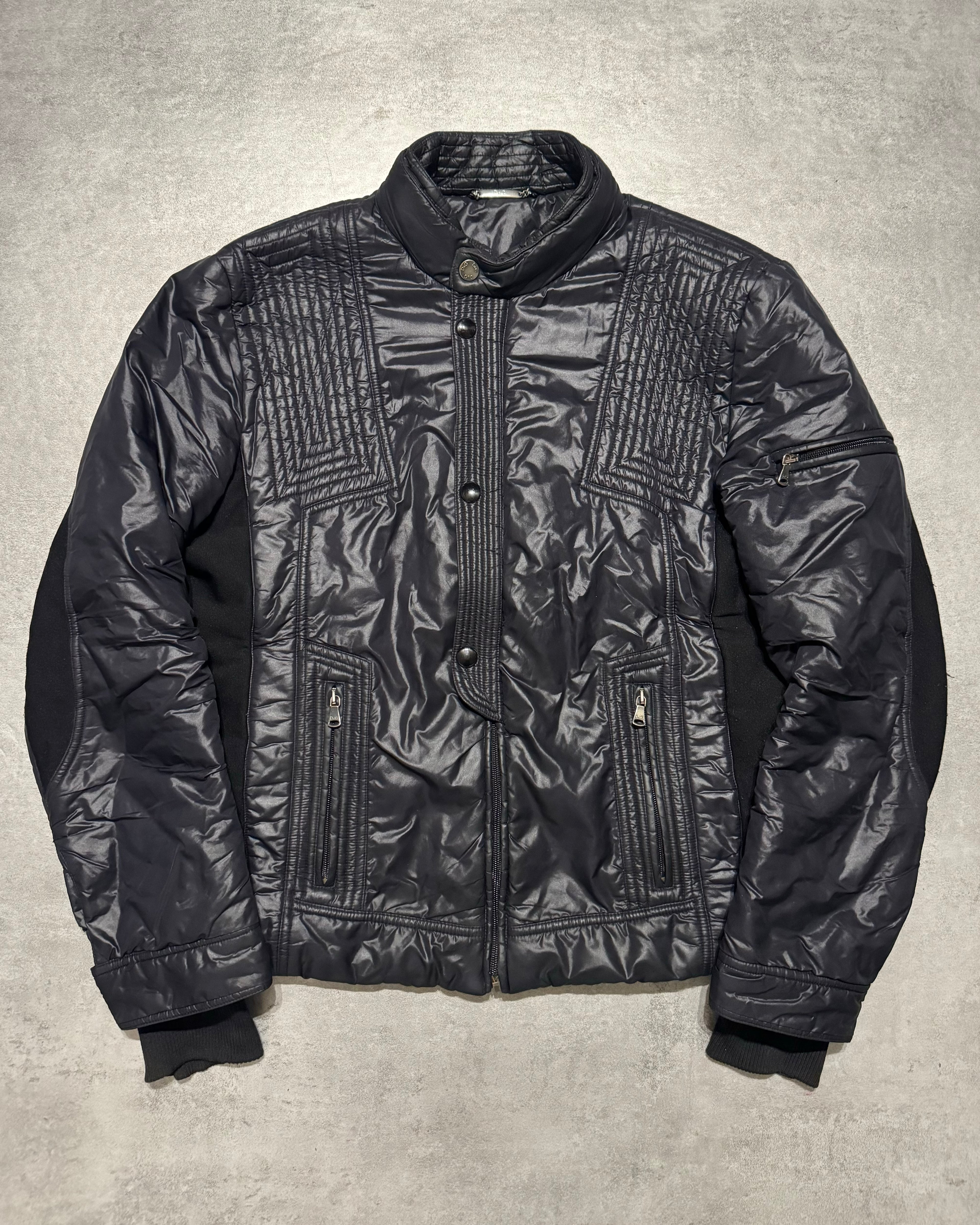 2000s Dolce & Gabbana Navy Puffer Biker Boosted Jacket (L) - 1