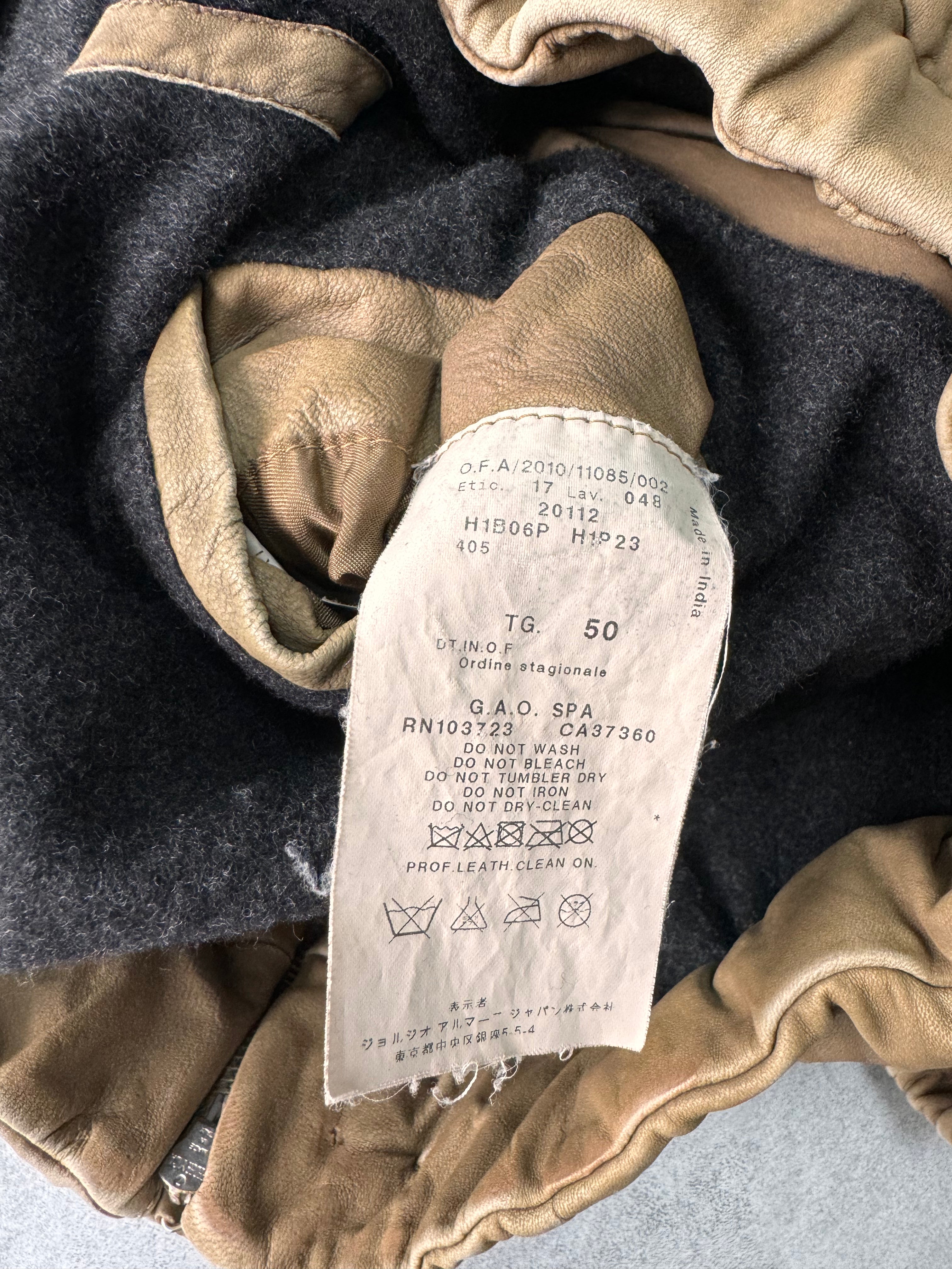 SS2011 Emporio Armani Asymmetrical Collar Leather Jacket