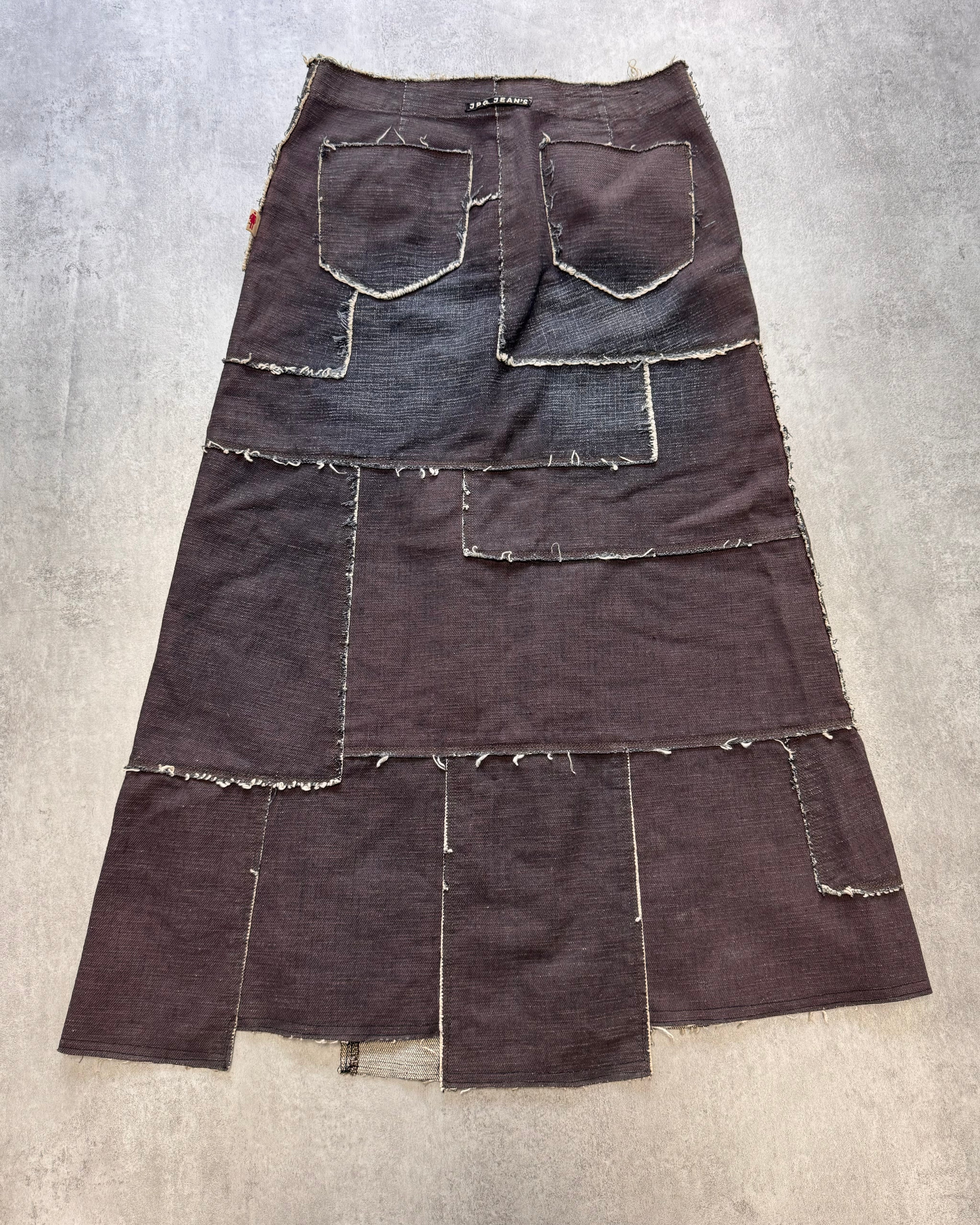 2000s Jean Paul Gaultier Denim Patchwork Jacket & Long Skirt Set