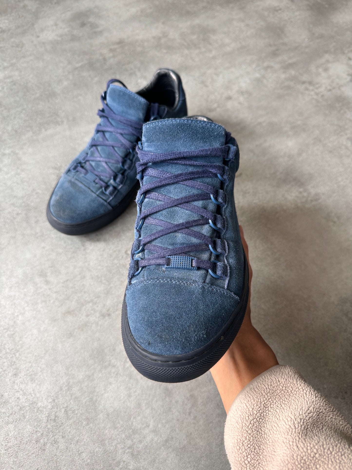 Balenciaga Arena Low Blue Suede Leather Sneakers (41eu/us8)