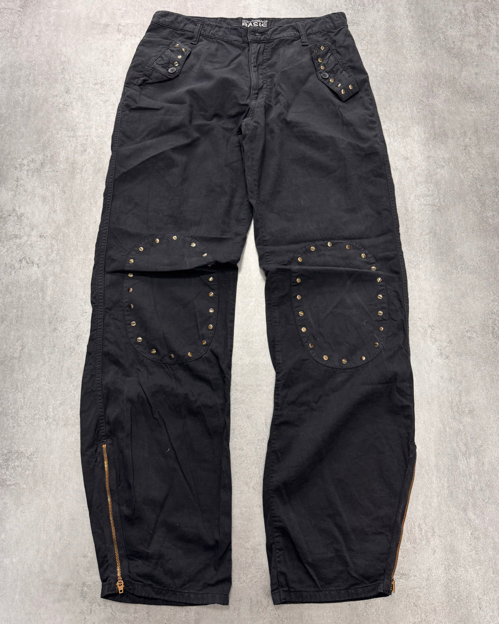 2000s Dolce & Gabbana Basic Studded Cargo Black Pants
