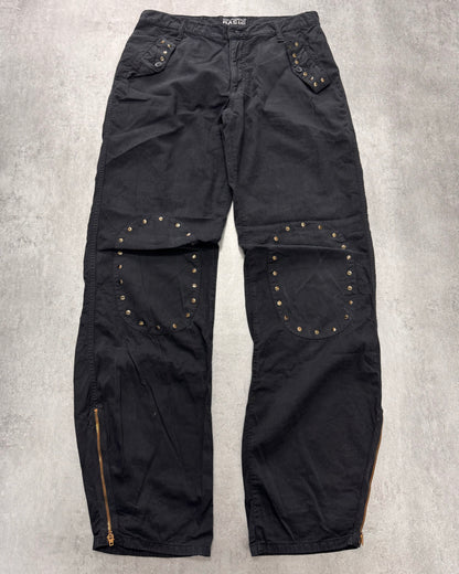 2000s Dolce & Gabbana Basic Studded Cargo Black Pants (S)