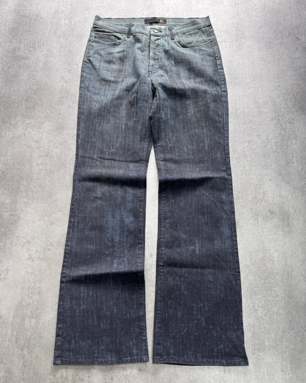 2000s Cavalli Elevation Disorder Blue Bootcut Pants