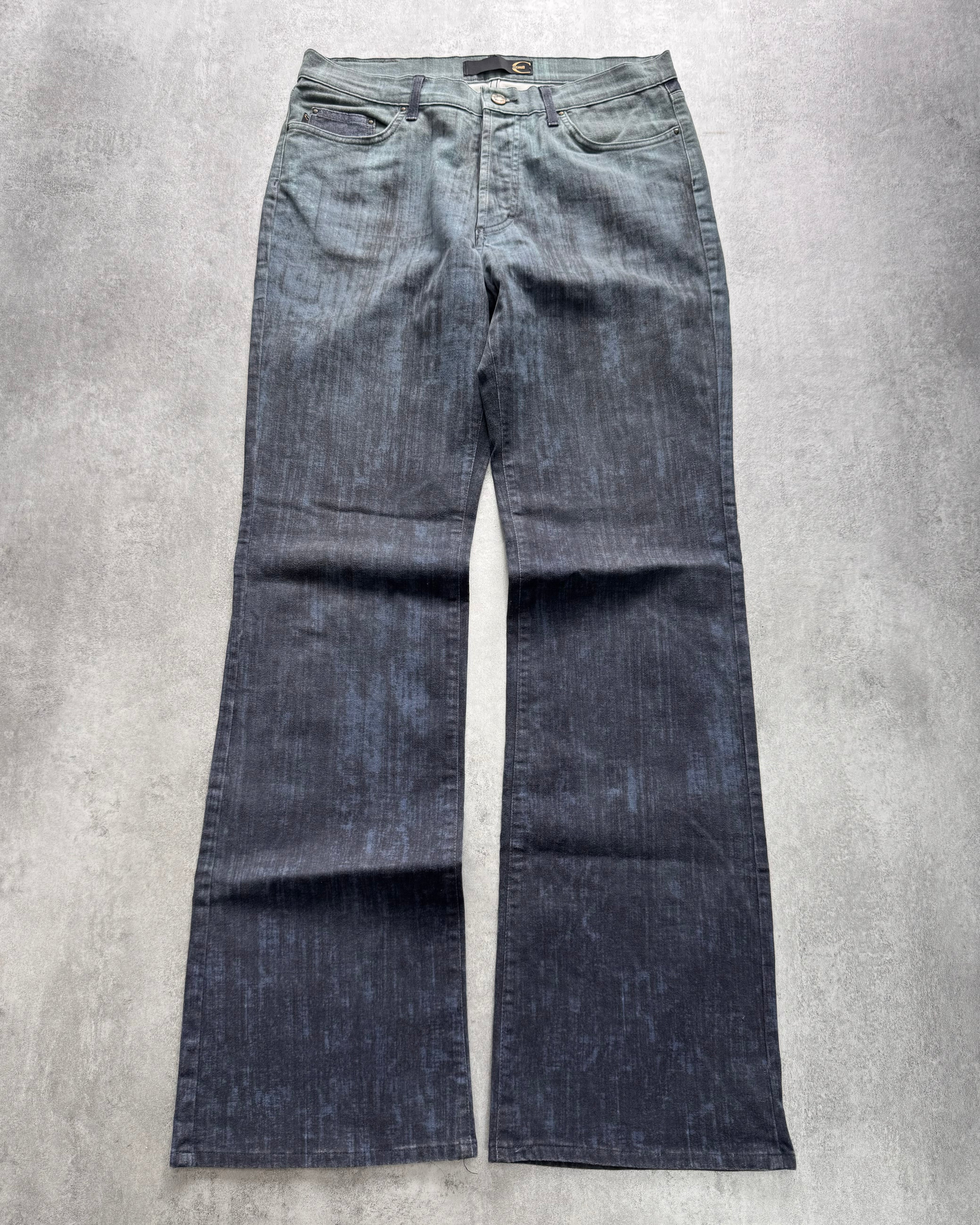 2000s Cavalli Elevation Disorder Blue Bootcut Pants