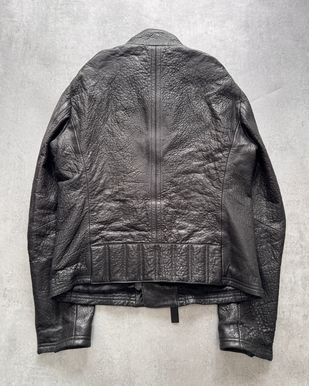 FW2014 Emporio Armami Asymmetrical Grained Leather Jacket