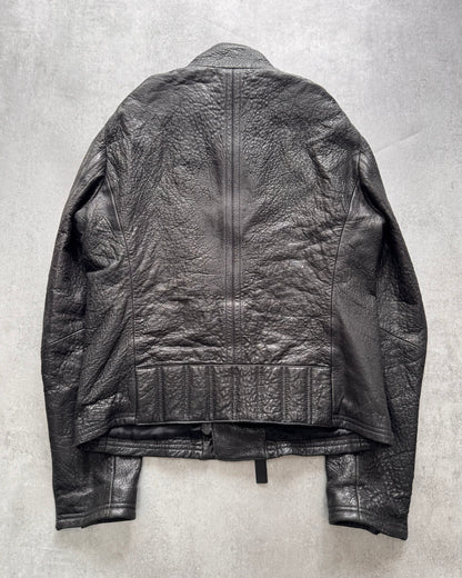 FW2014 Emporio Armami Asymmetrical Grained Leather Jacket (M)