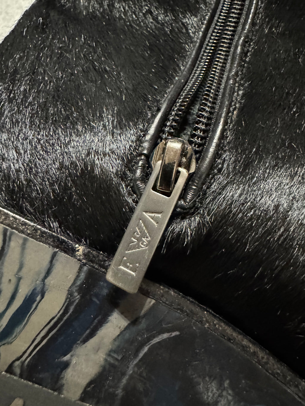 2000s Emporio Armani Pony Hair Black Boots