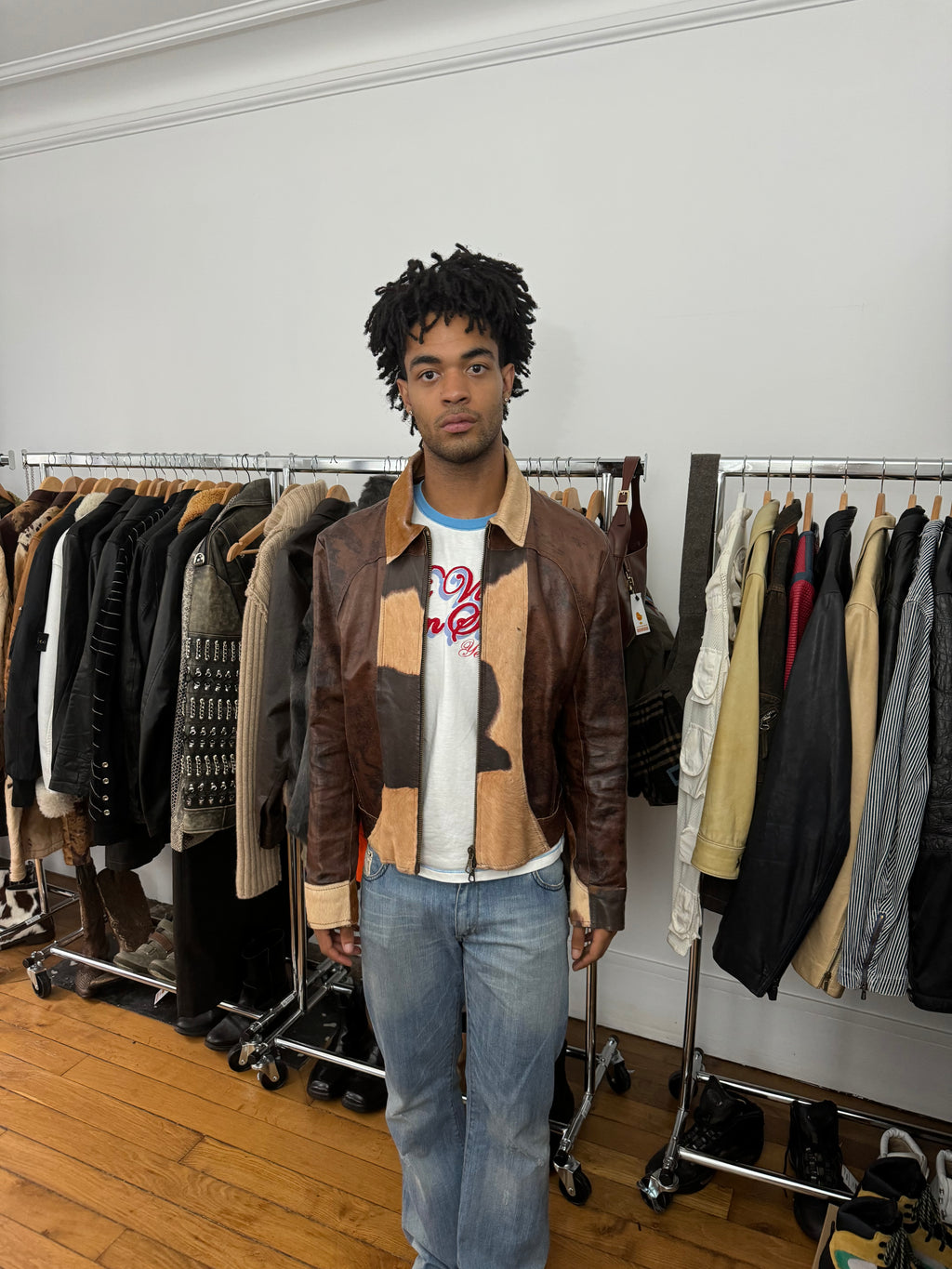 2000s Imperial Brown Fur Leather Cow Jacket