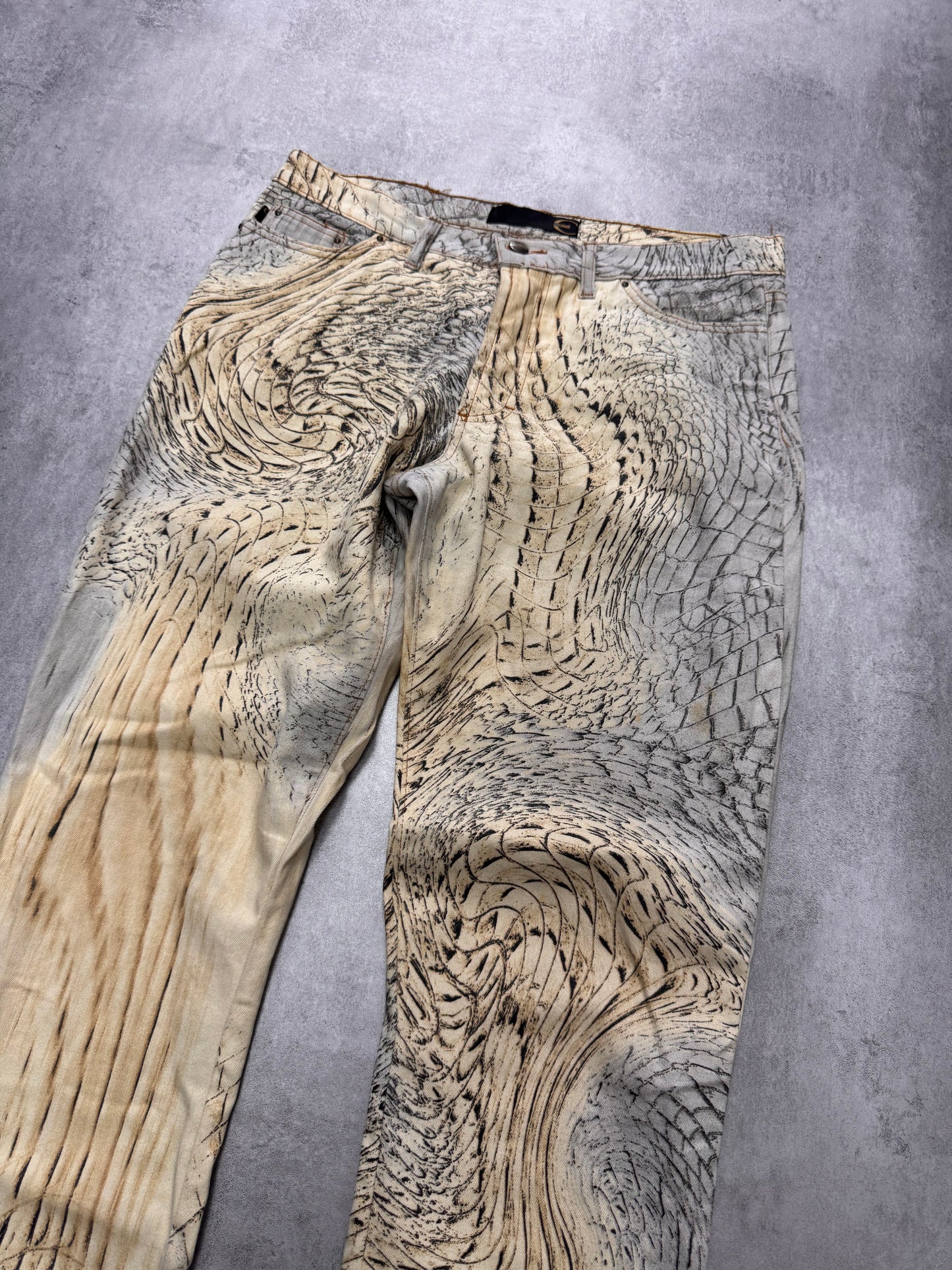 SS2002 Cavalli Crocodile Blue Sky & Sand Pants (S)