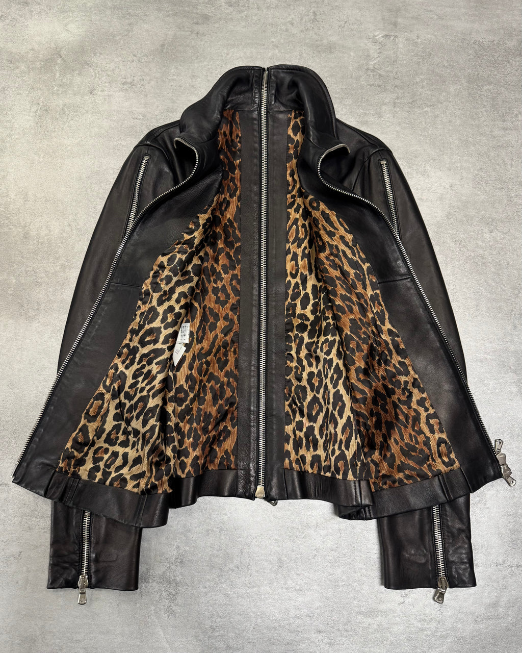 SS2003 Dolce & Gabbana Sexy Biker Multi-Zip Leather Jacket (XS/S)