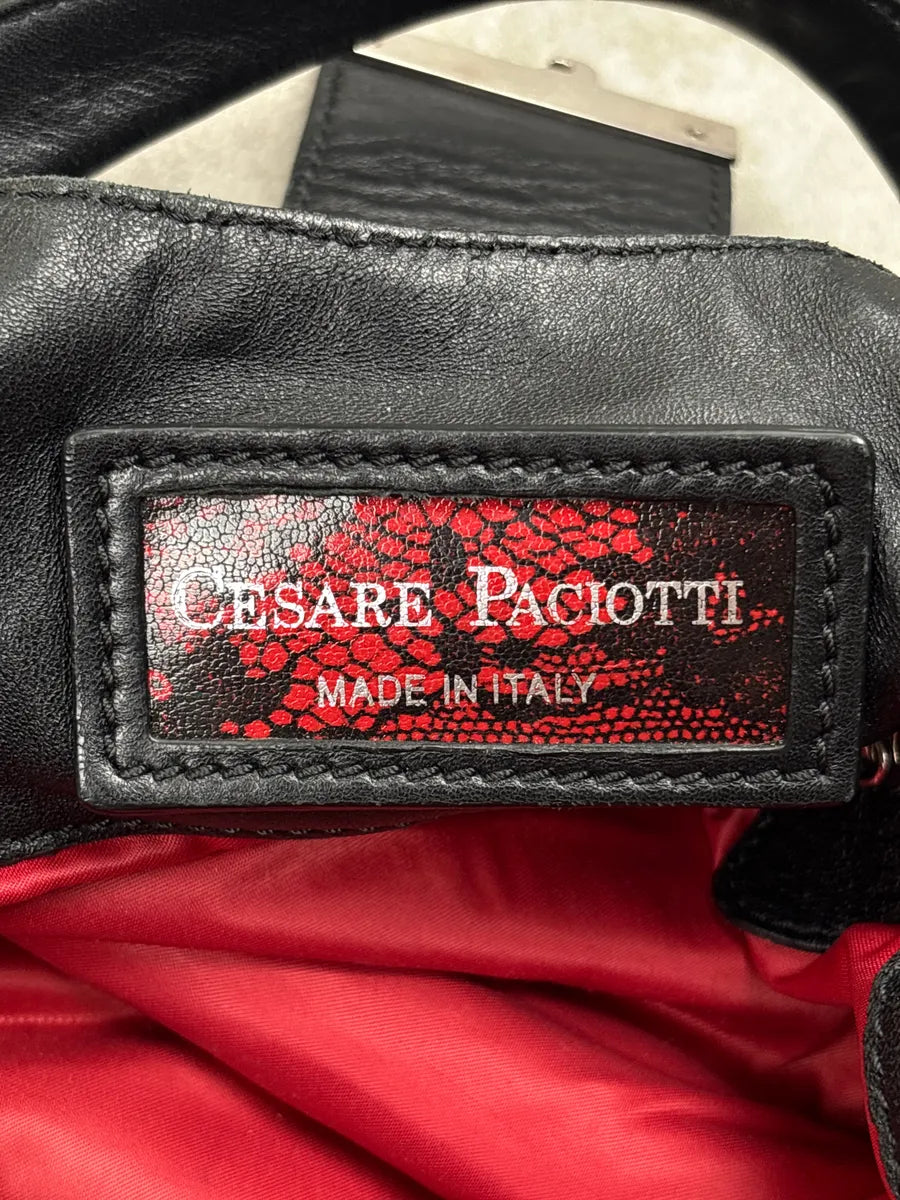Cesare Paciotti Black Leather Fringe Logo Lock Shoulder Bag EBdxYzFL 16