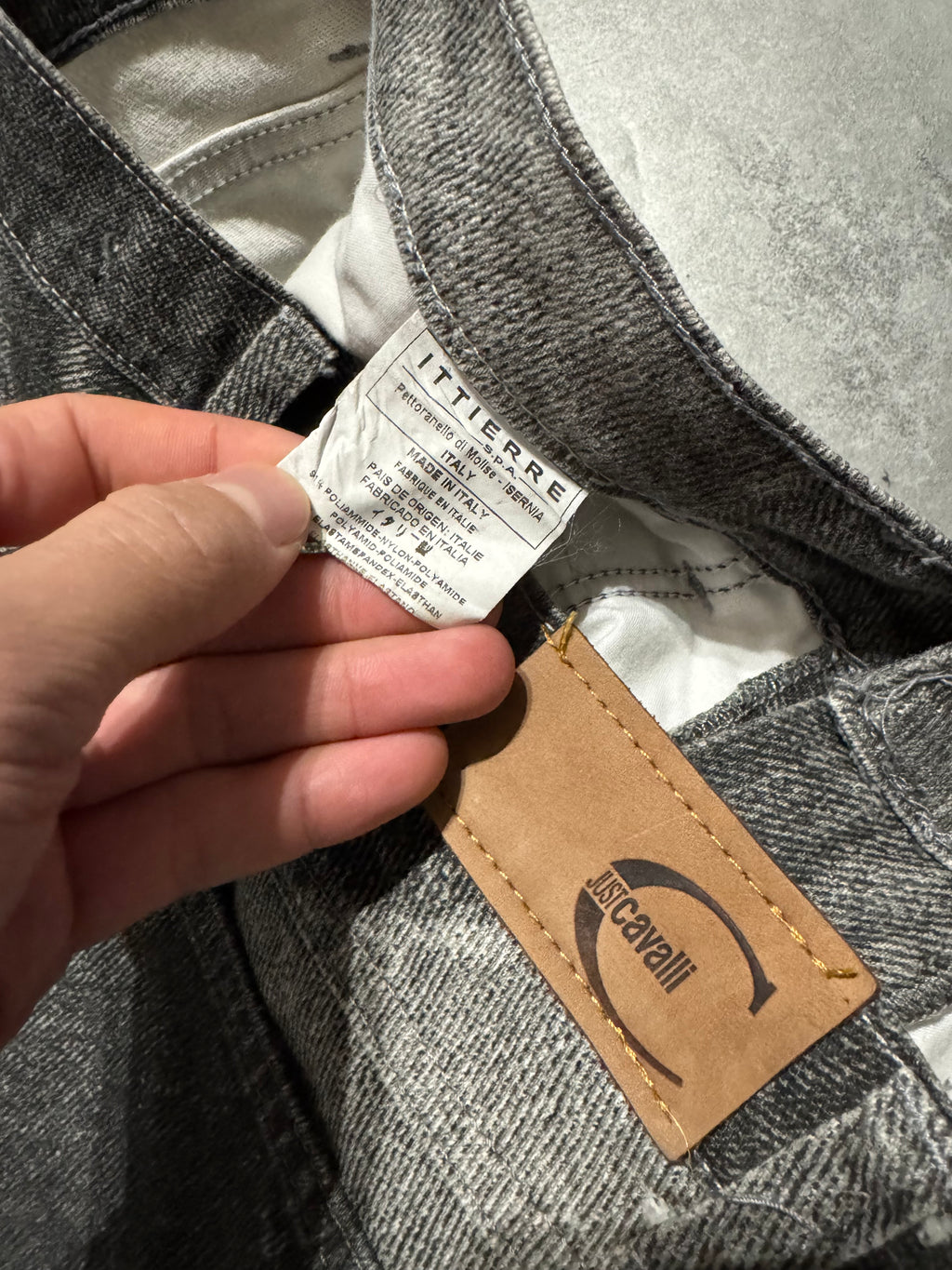 2000s Cavalli Overprint Black Dyed Pants